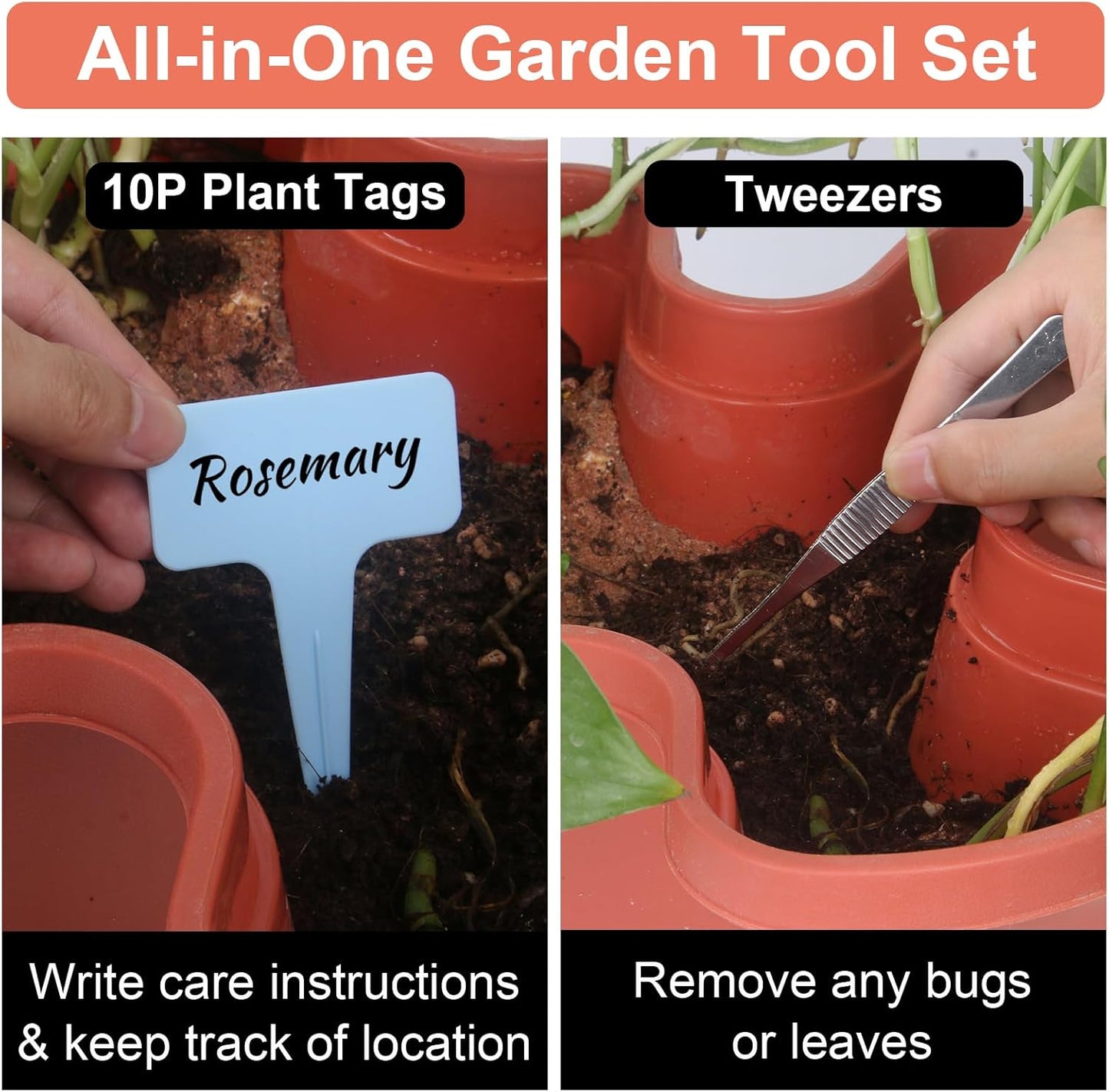 Vertical Planter, 7 Tier Stackable Strawberry Planter with Garden Tool Set, Movable Indoor/Outdoor Garden Herb Pot for Growing Vegetables and Succulents, Red