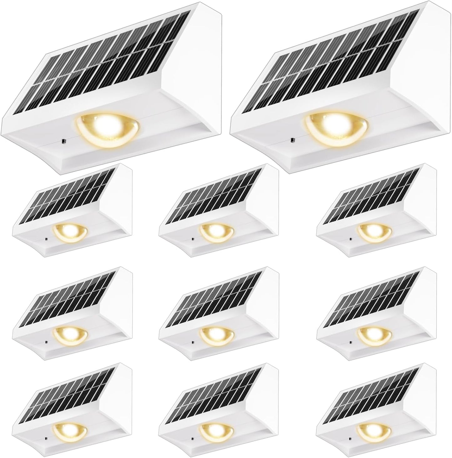 Solar Fence Lights Outdoor Waterproof High Brightness LED Spot Lens Deck Lights 7 Mode Warm & Cool White RGB Solar Powered Wall Lighting Decor for Outside Patio Step Backyard Railing - 12 Pack(White)