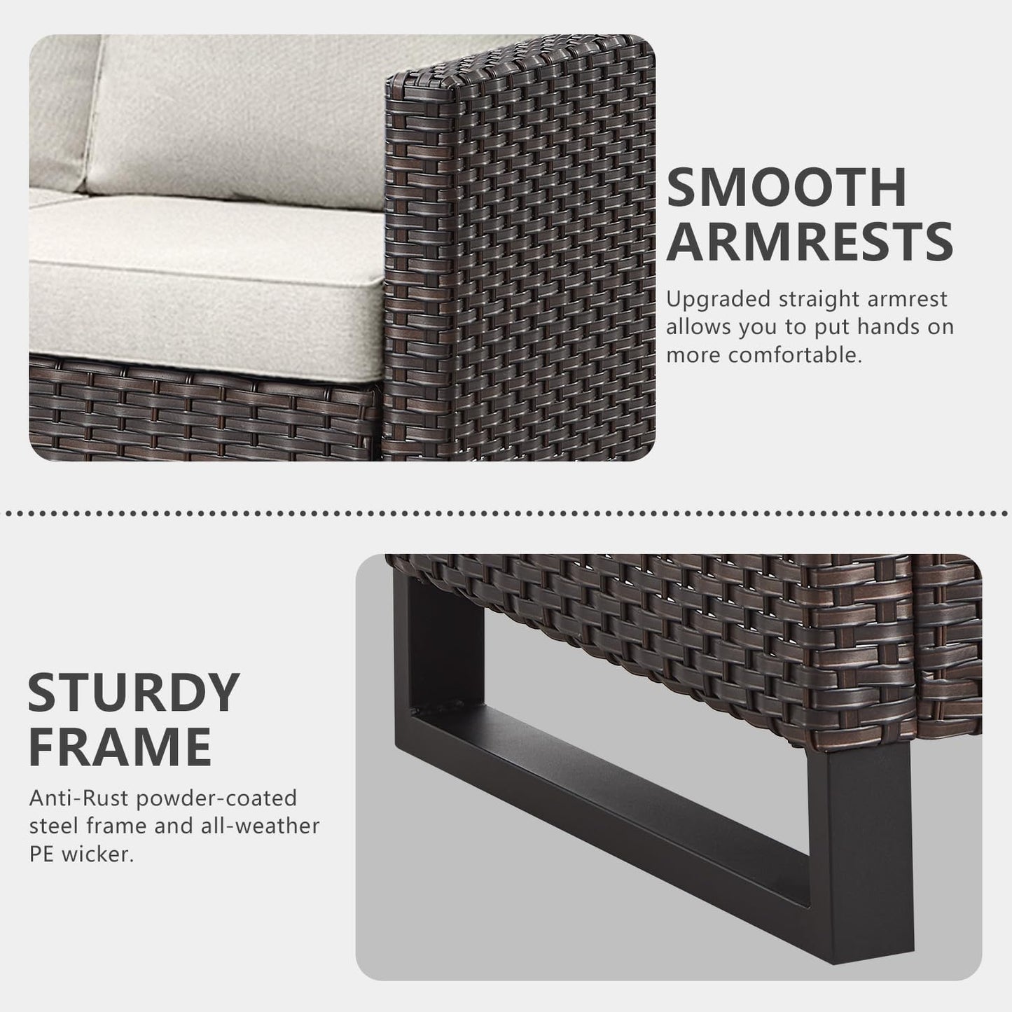 HUMMUH 3-Piece Patio Swivel Chairs,PE Wicker Outdoor Rocking Chairs Bistro Set with Side Table Porch Balcony Furniture with Cushions