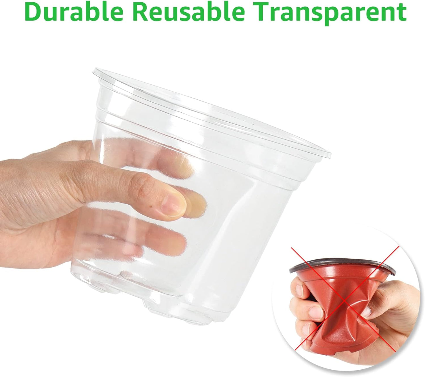 Bonviee 36 Packs 3.5/4/5 Inch Clear Nursery Pots with Humidity Domes, Variety Sizes Seed Starting Pots with Drainage Holes, Transparent Garden Containers for Succulents, Flowers and Cactus-Clear