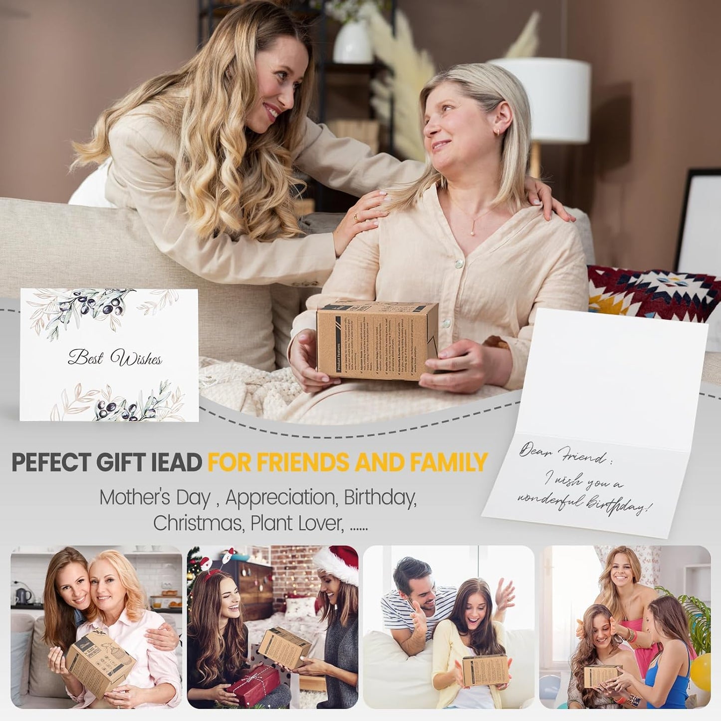 Plant Mister Spray Bottle, 13.5 oz Leak Proof Glass Spray Bottle for Inside Plants, Succulents, Herbs, Cleaning, Hair Care, Refillable Fine Mist Sprayer with Adjustable Mist Nozzle (Grey)