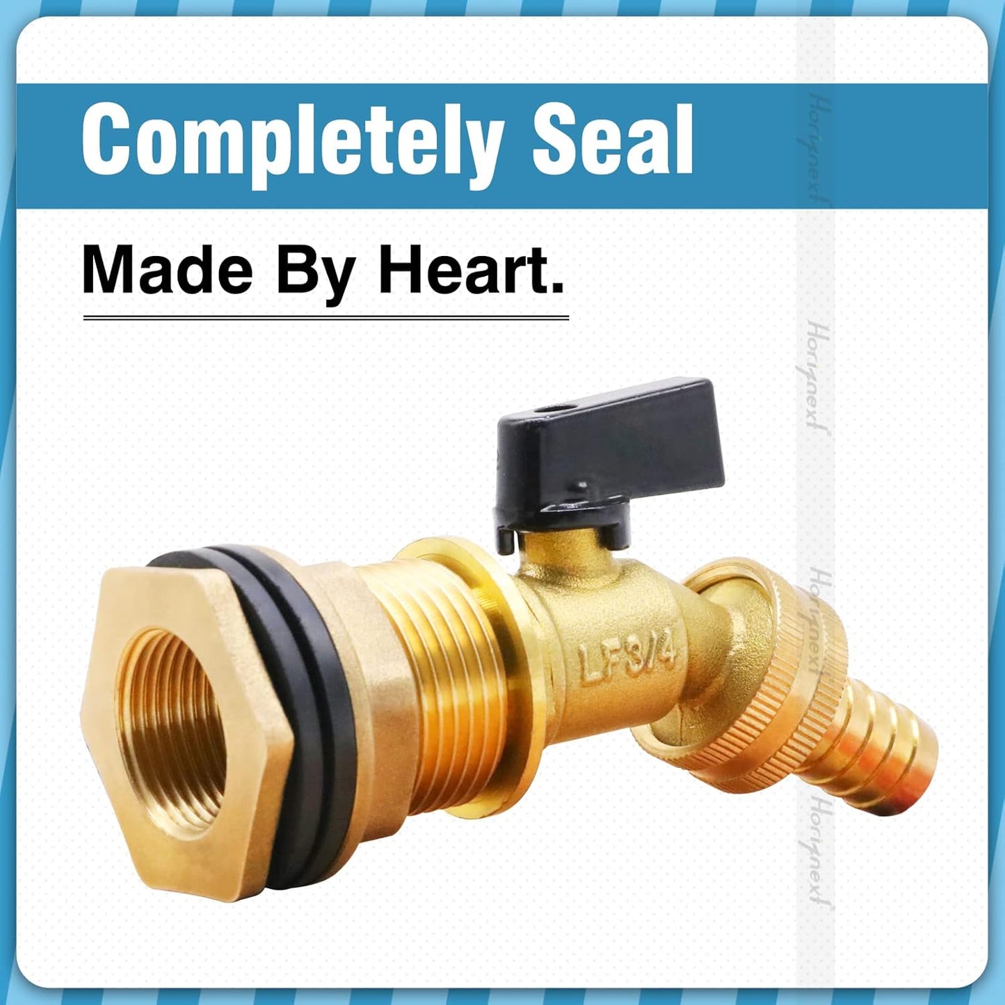 spigot for rain barrel parts kit, brass water barrel spigots accessories for 55 gallon bucket, garden hose connector adapter bulkhead fitting, 1-1/4 inch O.D. inlet & 5/8 inch barb O.D.