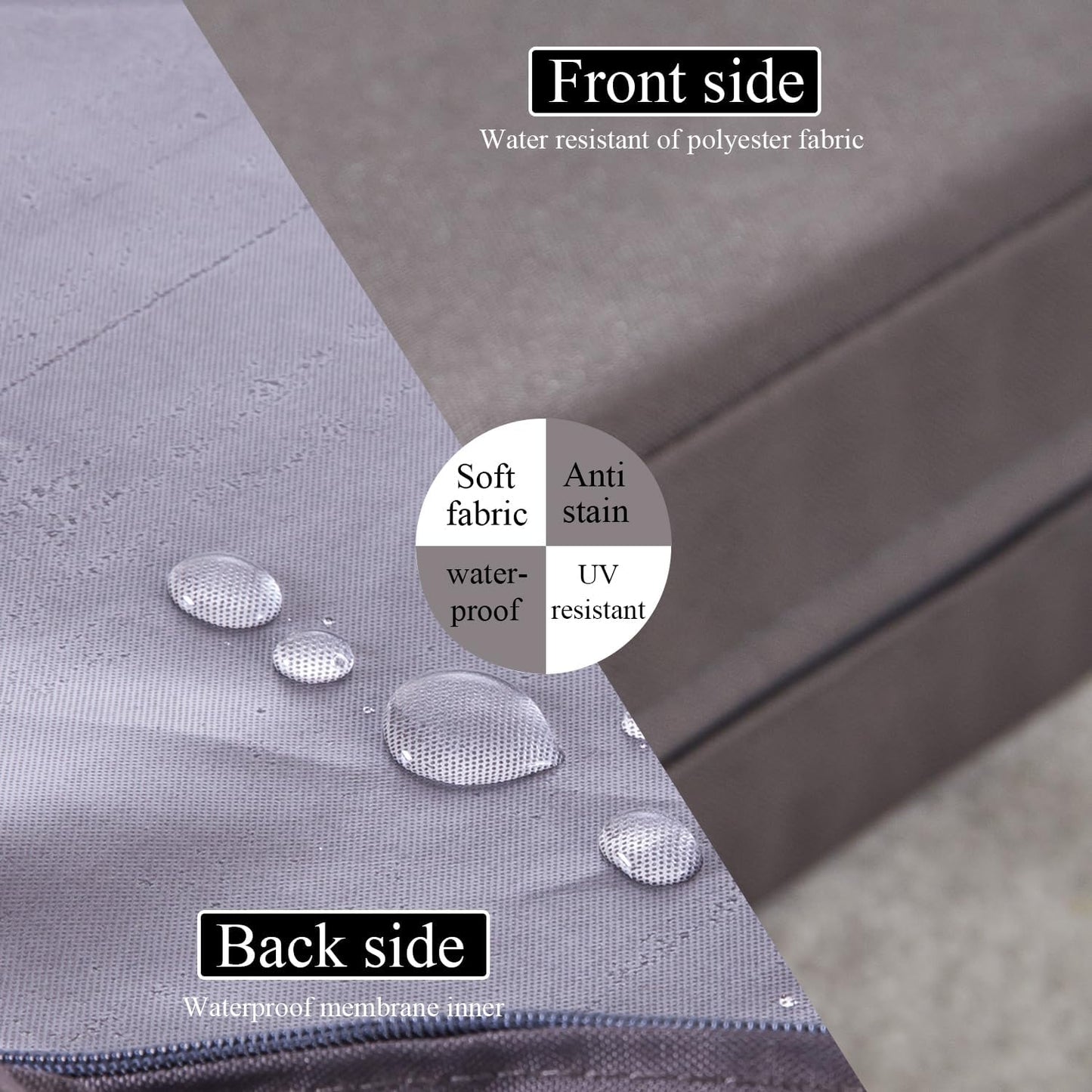 17 x 17 Inch Outdoor Seat Cushions for Patio Furniture with Non Slip and Ties Waterproof & UV Resistant Round Corner Outdoor Chair Cushions Replacement Set of 2, Gray