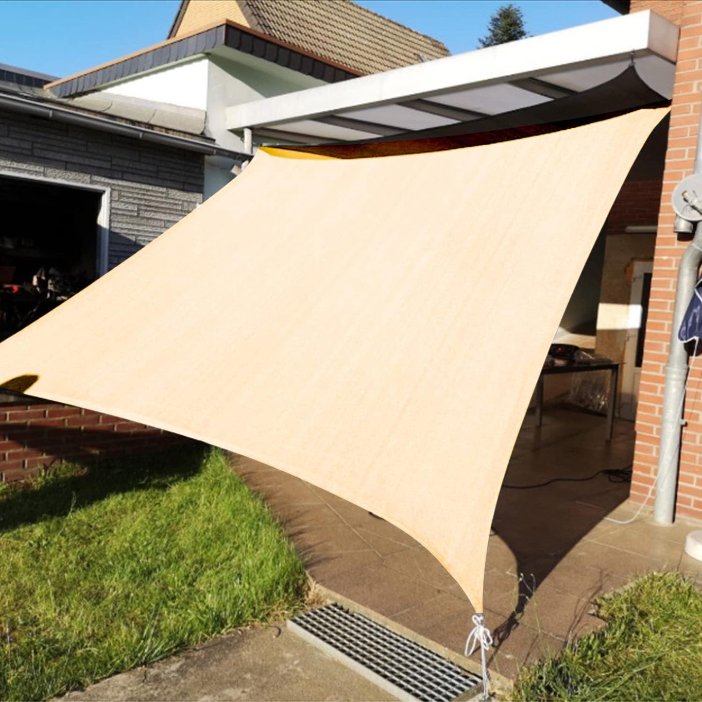 KANAGAWA 14'X24' Cream Custom Size Sun Shade Sail Rectangle UV Block Canopy Cover for Patio Backyard Lawn Garden Outdoor (Customized Available)