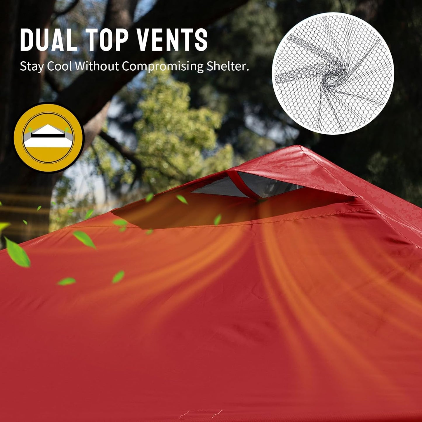 CROWN SHADES 12x12 Pop Up Canopy Outside Canopy, Patented One Push Tent Canopy with Wheeled Carry Bag, Bonus 8 Stakes and 4 Ropes, Red