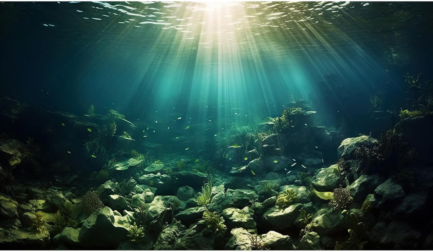 Deep Ocean Aquarium Background Under The Sea Fish Tank Background Underwater World Terrarium Backgrounds Ocean Floor Rock Aquatic Plants Aquarium Backdrop for Fish Tank Backgrounds Decors 30x18in
