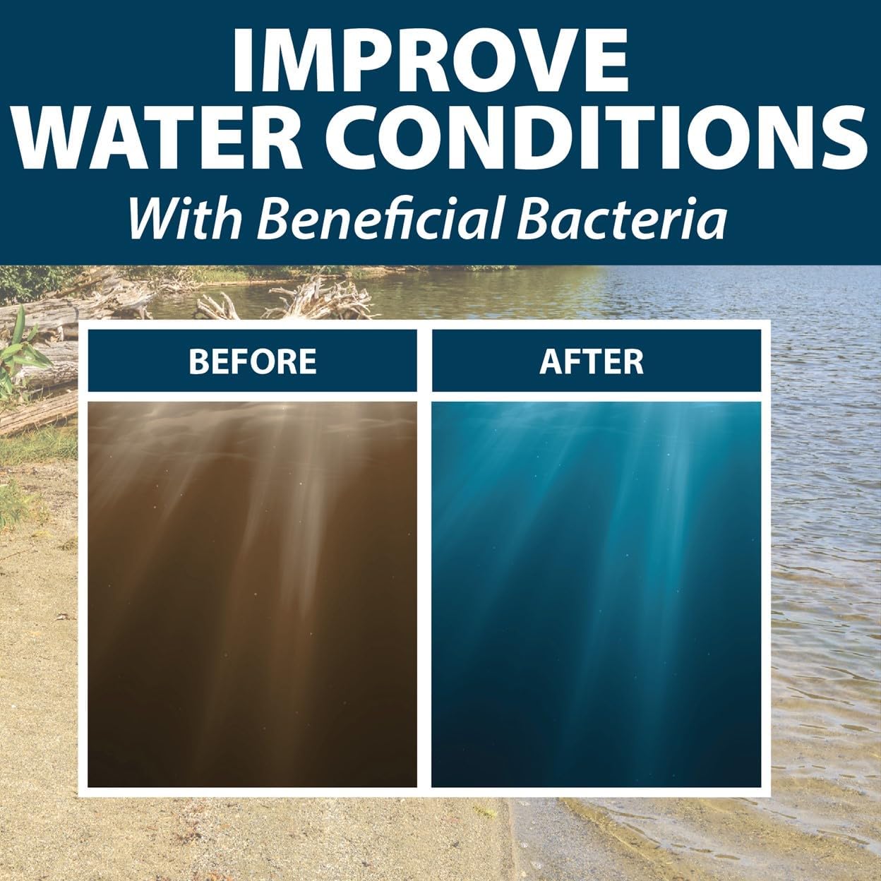 Airmax Pond Dye Plus, Twilight Blue Colorant & Natural Beneficial Bacteria, Large Pond & Lake Water Clarifier & Color Treatment, Shade Plants & Algae from Sunlight, Fish & Livestock Safe, 4 Gallons