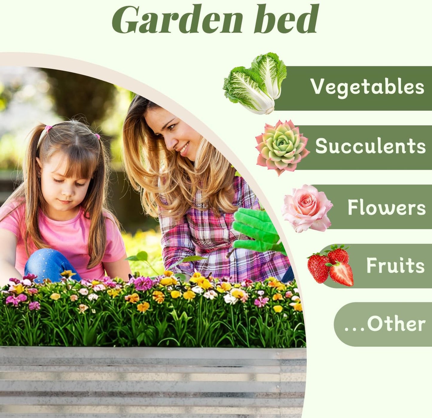 Raised Garden Bed, Raised Beds for Gardening Outdoor for Vegetables and Flowers Ground Planter Box, Galvanized Metal Planter Grow Garden Box，8x4x1ft