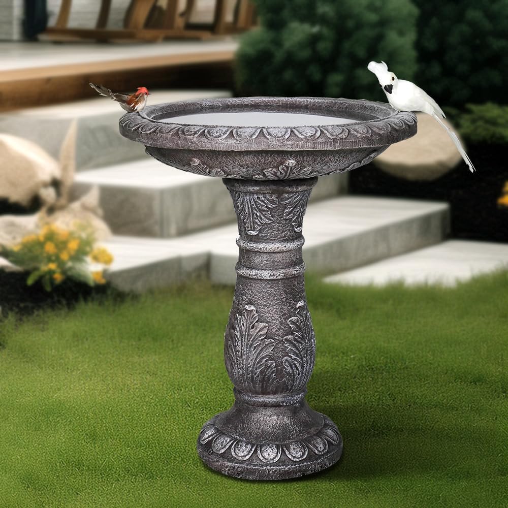 Outdoor Bird Bath for Garden Decoration - 24.4" H * 20" Φ Bird Bath for Outside, Classical Birdbath Patio or Yard
