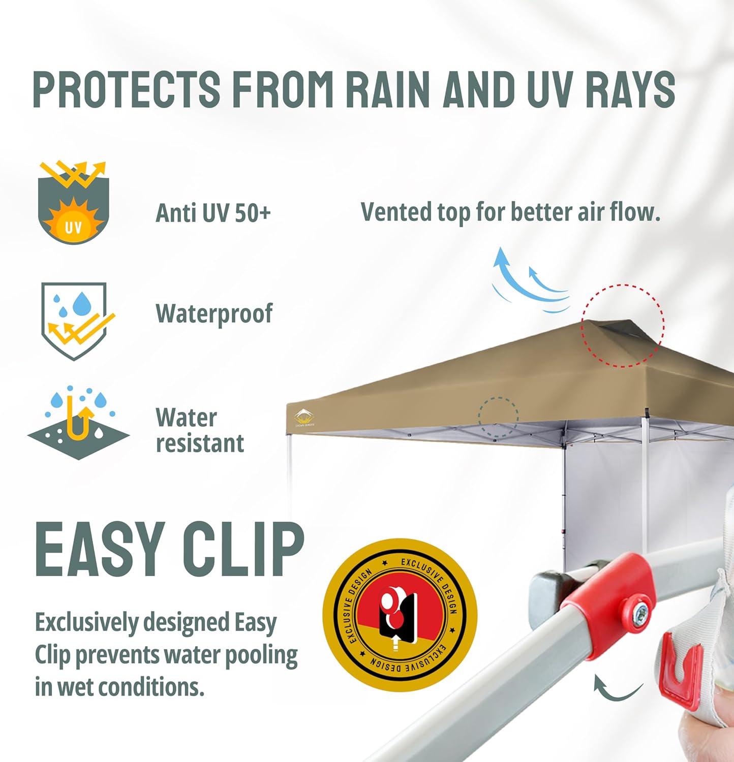 CROWN SHADES 12x12 Pop Up Canopy Tent Instant Commercial with 150D Silver Coated Fabric Including 1 Removable Sidewall, 4 Ropes, 8 Stakes, Weight Bags, STO 'N Go Bag, Beige