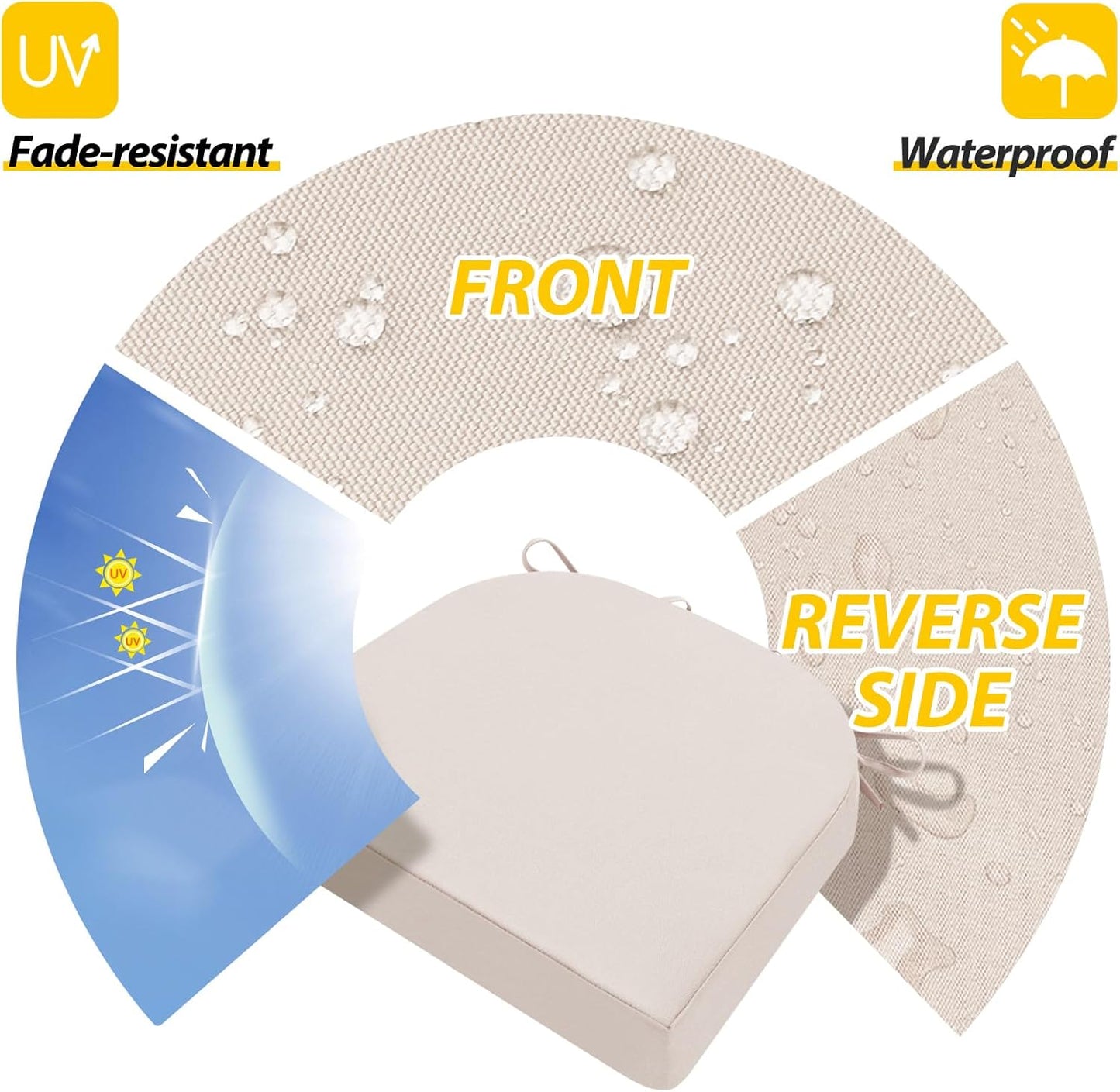 AAAAAcessories Outdoor Seat Cushions for Chairs, Waterproof, Fade-Resistant Patio Furniture Replacement Cushions, 17" x 16" x 2", Set of 4, Khaki Beige