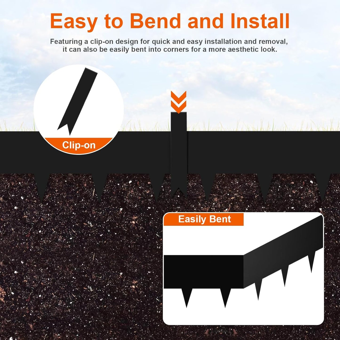 40" L X 7.5H Steel Landscape Edging, Heavy Duty Galvanized Steel Garden Edging,10 Pack Garden Edging Border for Lawn, Flower Bed, Yard (Black