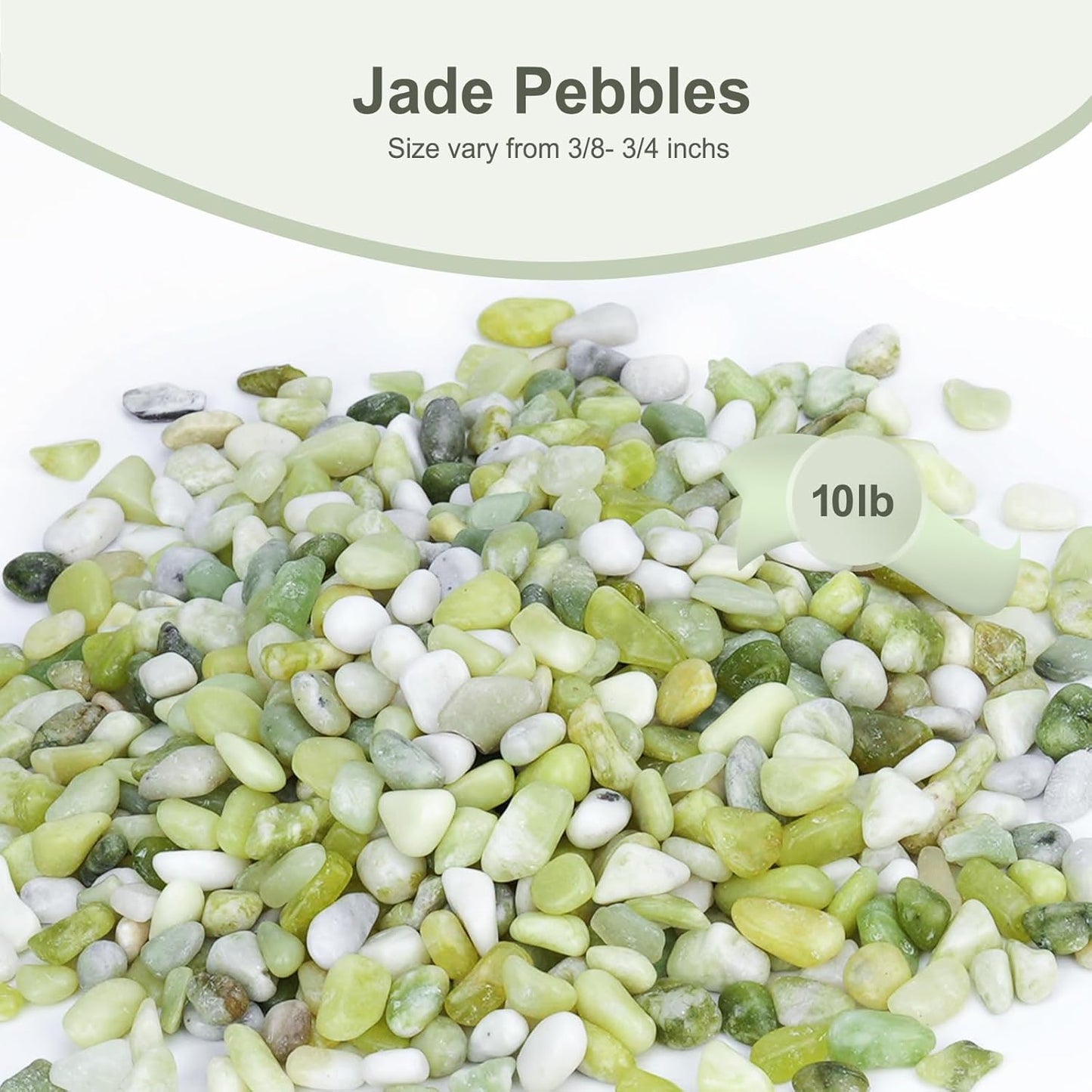10 lbs Jade Pebbles for Indoor Plants, Decorative Pebbles for Bamboo, Vase, 3/8" Plant Gravel for Pots Indoor, Highly Polished Small River Rocks