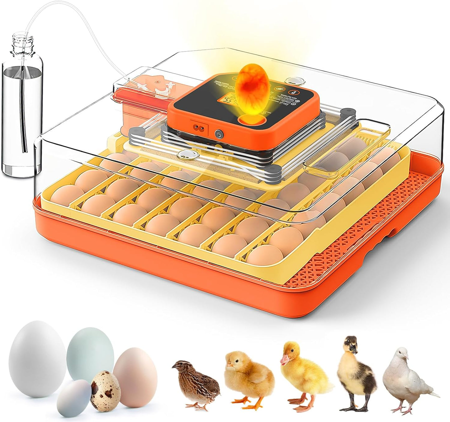 48 Egg Incubators for Hatching Eggs, Smart Egg Incubator with Automatic Egg Turning, Temperature and Humidity Control, Egg Candler, External Water Bottle Refill & Air Vent, 360° Clear View