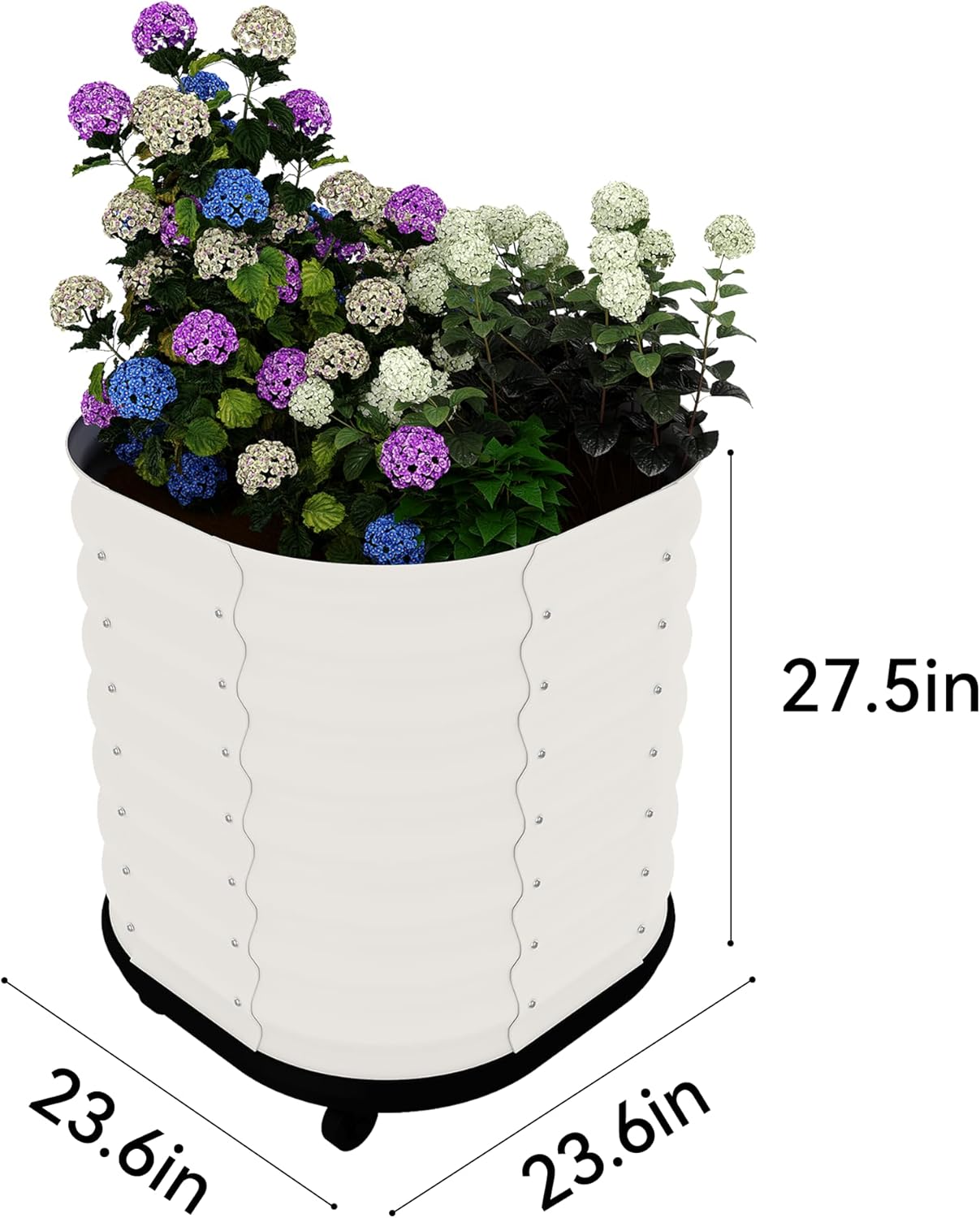 24x24x28in Galvanized Raised Garden Bed with Wheels & Water Reservoir – Durable Outdoor Planter Box, Elevated Raised Beds for Gardening, Portable Garden Box for Indoor/Outdoor Plants,White