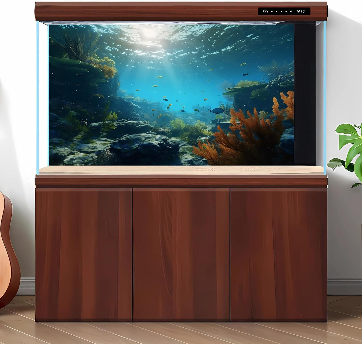 Ocean Floor Fish Tank Background Underwater Rock Aquarium Background Under The Sea Terrarium Backgrounds Aquatic Plants Sunlight Fish Tank Backgrounds Tropical Fish Aquarium Wallpaper 30x18in