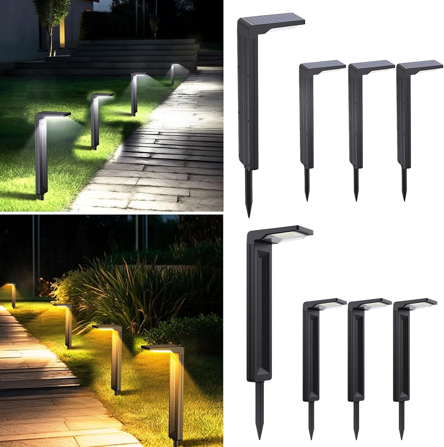 Sunvivo Solar Path Lights,2 Modes(Cold White or Warm White),Bright Solar Path Light Outdoor Waterproof,Perfect Elegant Guide Light or Deco for Yard,Garden,Lawn,Sideway,Driveway,Outdoor Event(8Pack)