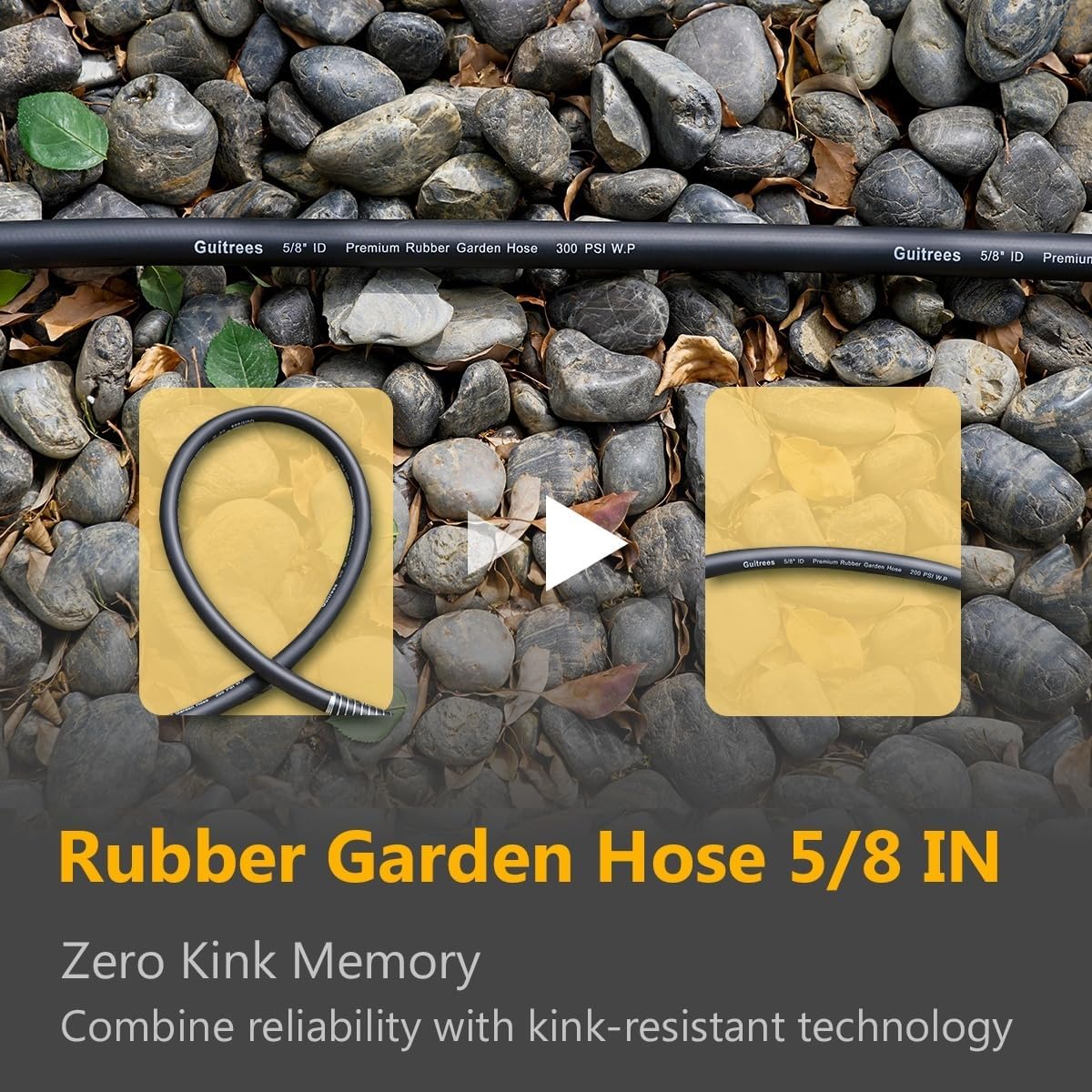 Leader Garden Hose 10ft x 5/8", Heavy Duty Short Water Hose, Female to Female Fittings, Five Layered Braiding for Durability, 1000PSI Burst, 200PSI Working (Black)