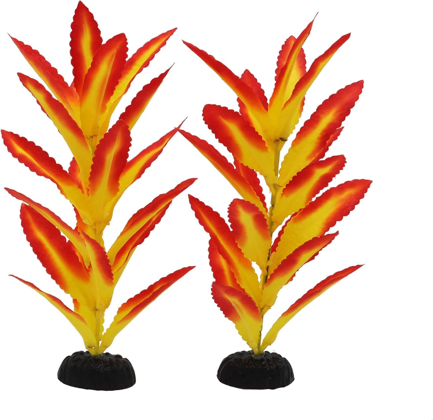 Silk Aquarium Plants for Betta Fish Tank, 2 Pcs 7.8 Inch Small Silk Aquarium Plant Aquatic Water Grass Decoration (Yellow-Red, 8 Inch)