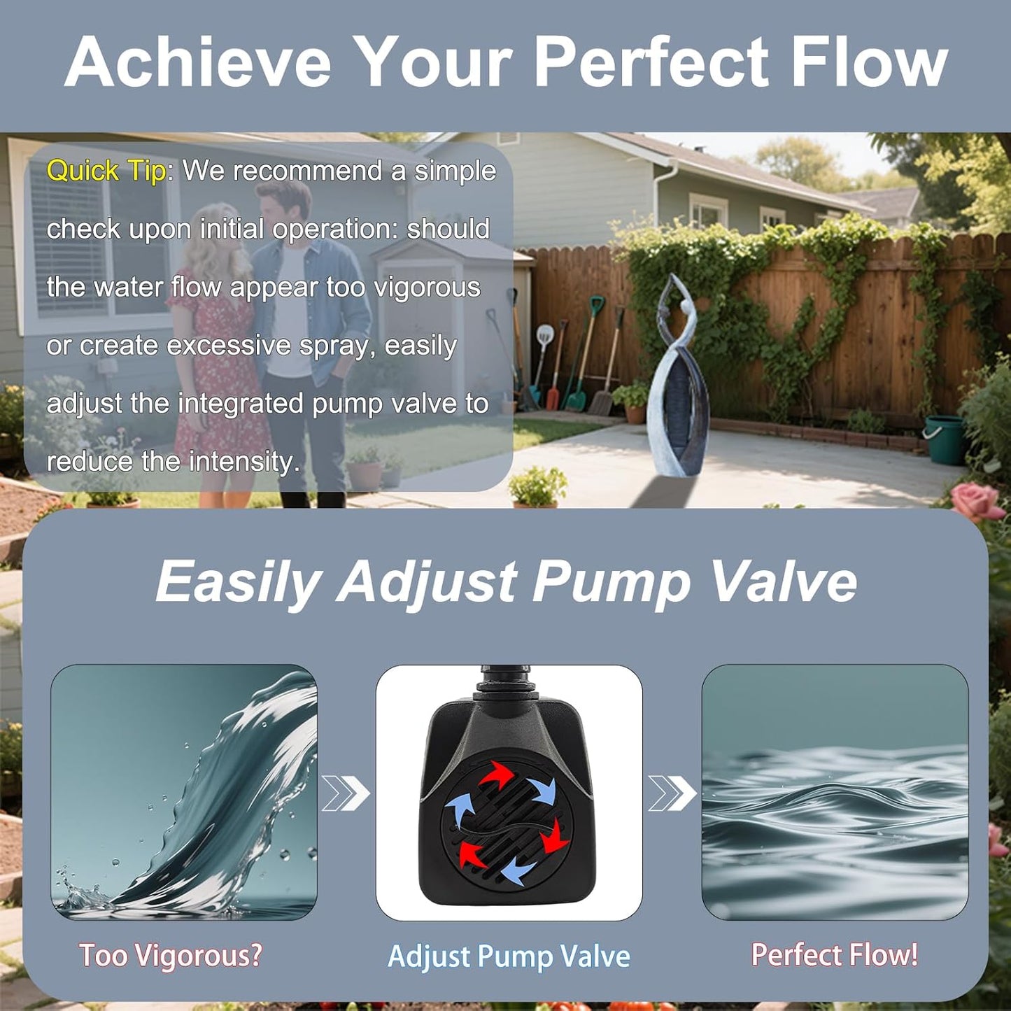 Graceful Dancing Couple Outdoor Fountain 57" Cast Stone Garden Statue Water Fountain Large Fiberglass Decorative Water Fountains in Marble Color