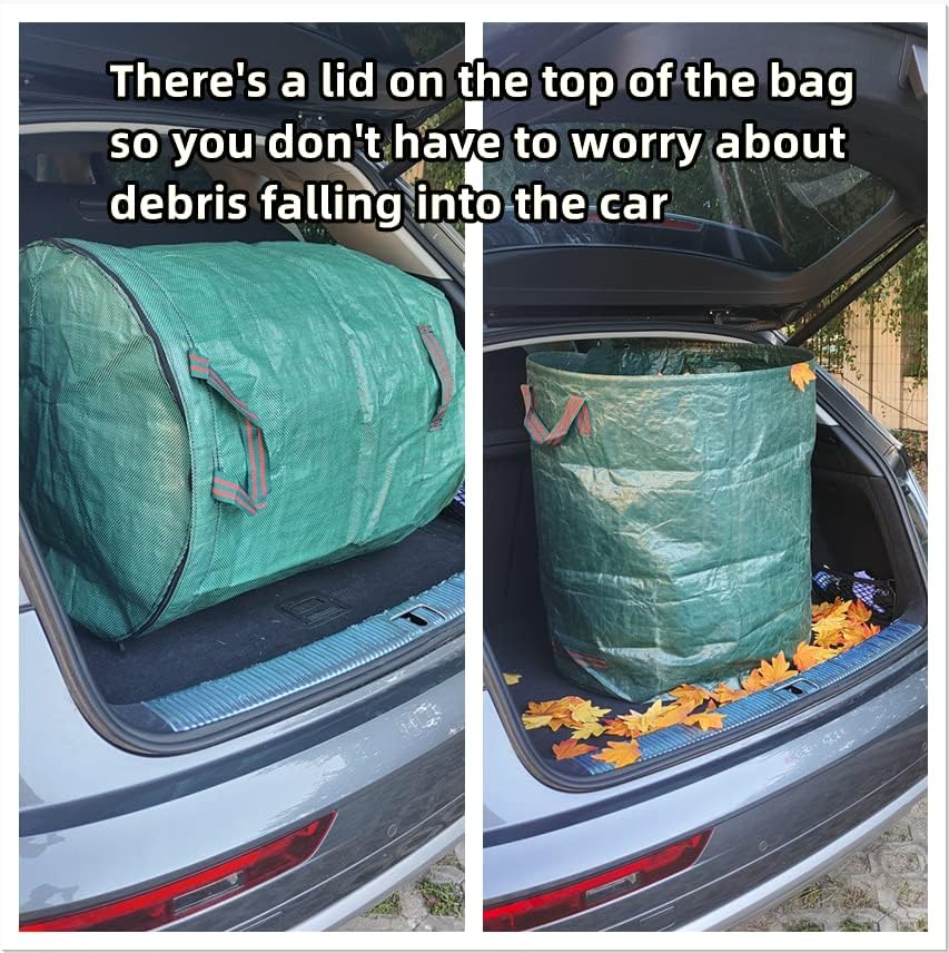 2 Pack 72 Gallons Reusable Yard Waste Bags with Lid Lawn Leaf Bags