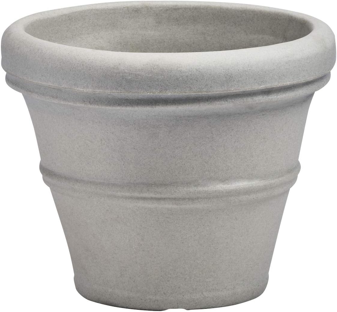 Crescent Garden Brunello Planter, Classic Rolled-Rim Plant Pot, 31-Inch (Weathered Concrete)
