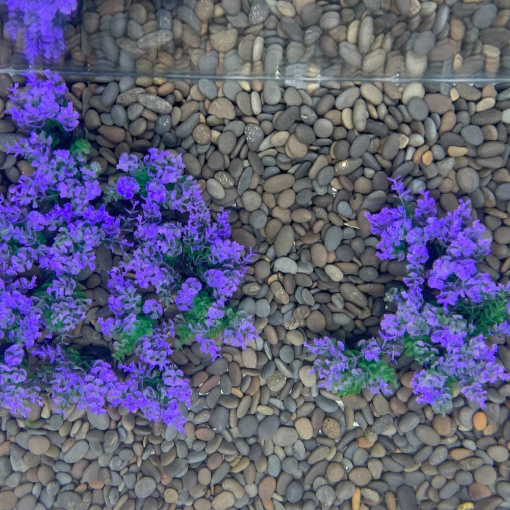 Smoothedo-Pets Aquarium Plant Fish Tank Decoration 20 Pieces Small/1" Tall Plastic Artificial Plant Goldfish Hide Mini Grass Set (Purple)