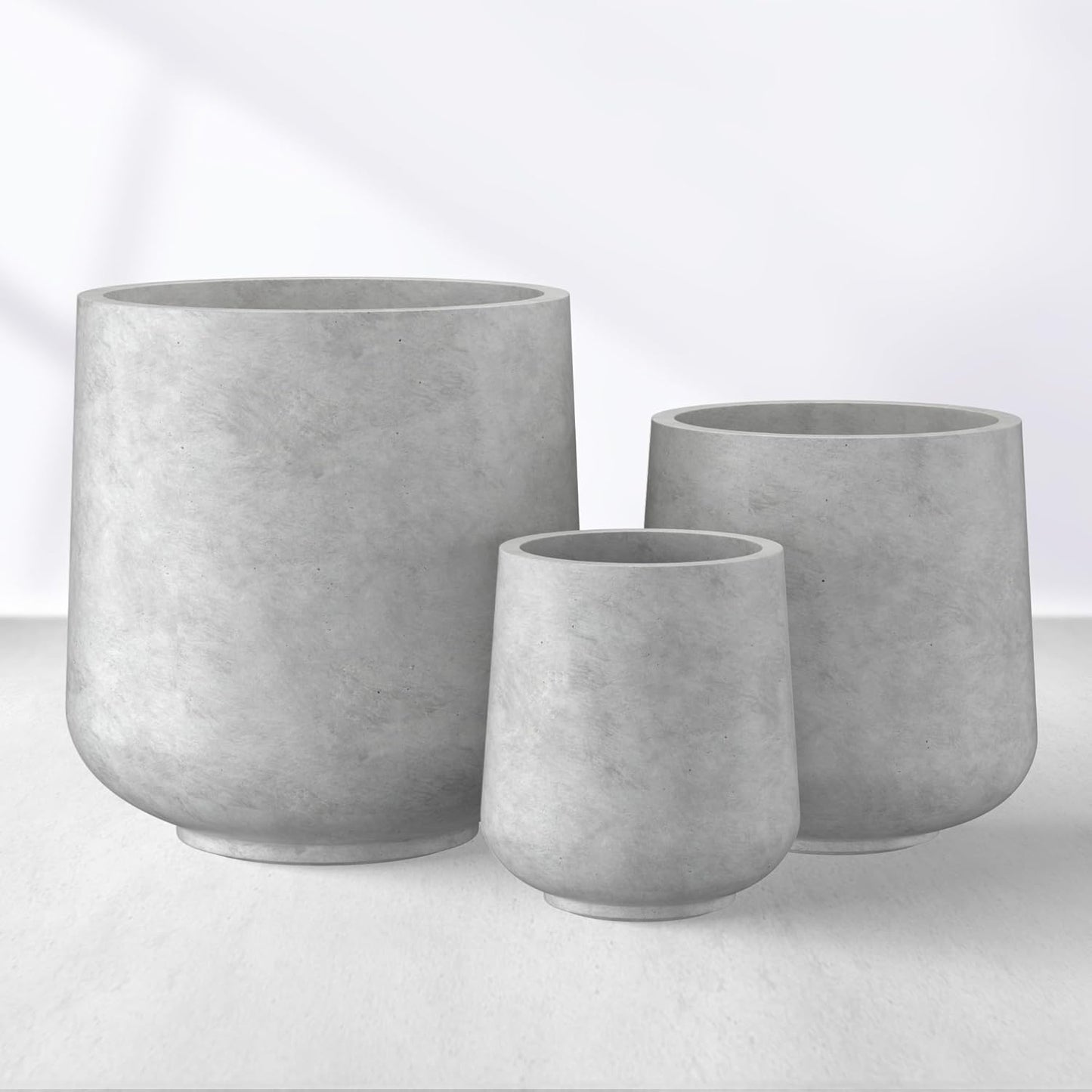 Kante 15.3"+11.6"+8.2" Dia Round Concrete Planter, Large Outdoor Indoor Planter Pots Containers with Drainage Holes and Rubber Plug for Home Garden Patio, Gray Concrete