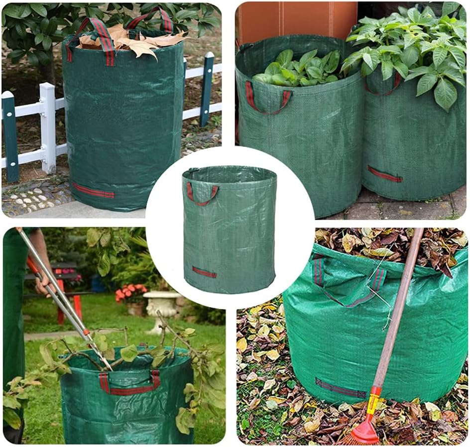 CFH-ALLEZ 1 Pair Lawn Claws Leaf Scoop Collect + 1 Pack 72 Gallons Reusable Light Green Garden Bag