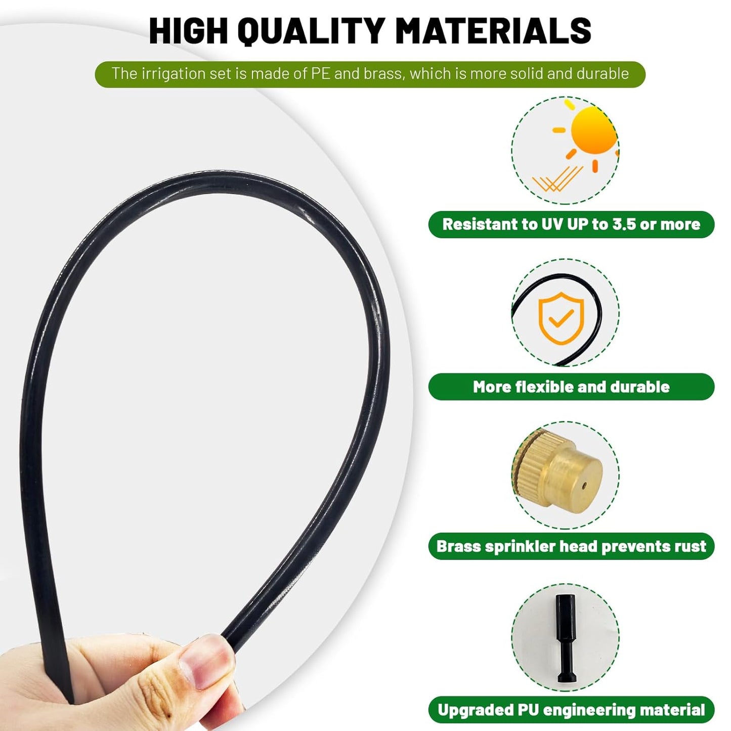 360° Adjustable Drip Irrigation System - 30FT Garden Watering System with 10 Nozzles, Garden Irrigation System, Greenhouse Accessories, Atomizing System for Yard, Lawn, Plants, 5/16 inch Hose