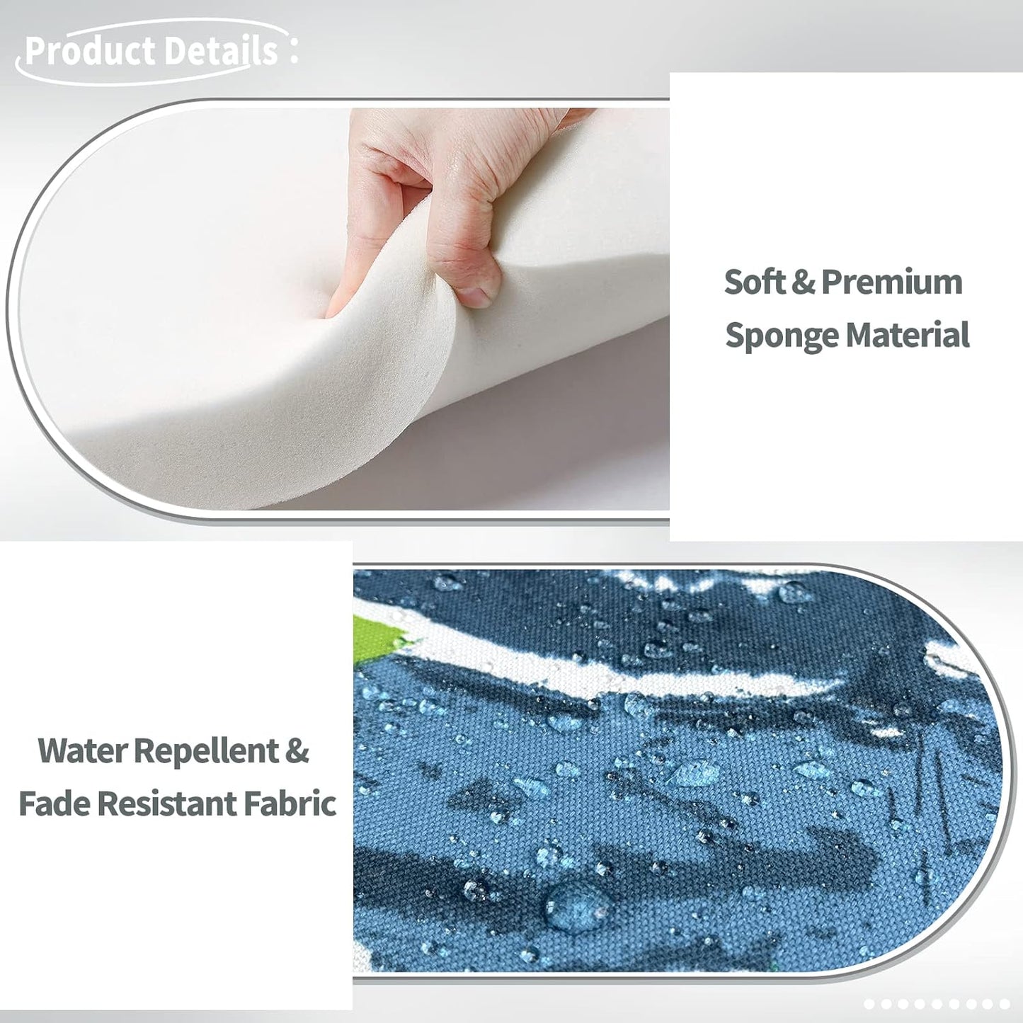 Indoor/Outdoor Chair Cushions 16x17 Inch, Patio Chair Cushions with Ties, All Weather Seat Cushions for Patio Furniture Home Garden Chair Use, Set of 2, Islamorada Blue Green