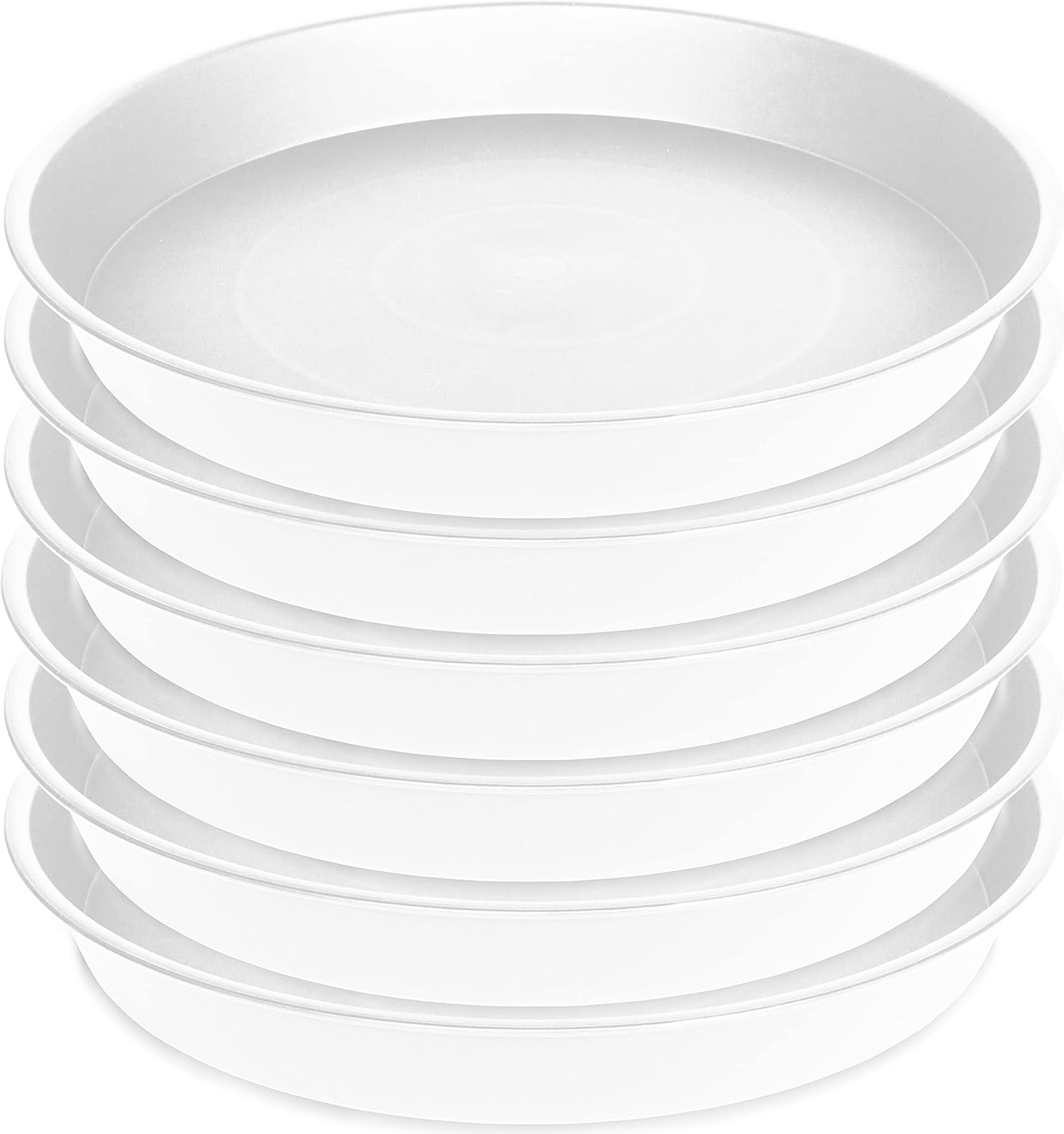 6 Pack Plastic White Plant Saucers for Potted Plants, 4 5 6 7 8 9 10 11 12 14 inch, Flower Pot Water Trays for Indoor Outdoor Ceramic or Plastic, Plant Containers Indoor (6", Creamy White)
