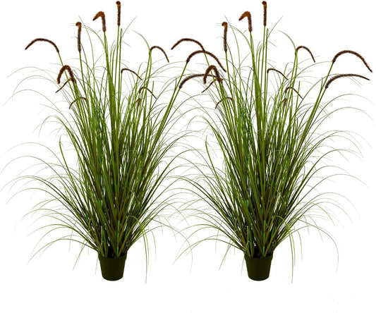 Artificial Plant 5ft(2pack) Tall Artificial Grass Plant,Faux Plants Indoor Home Decorative Artificial Plants & Flowers in Pot Fake Plant, House Plant Indoor