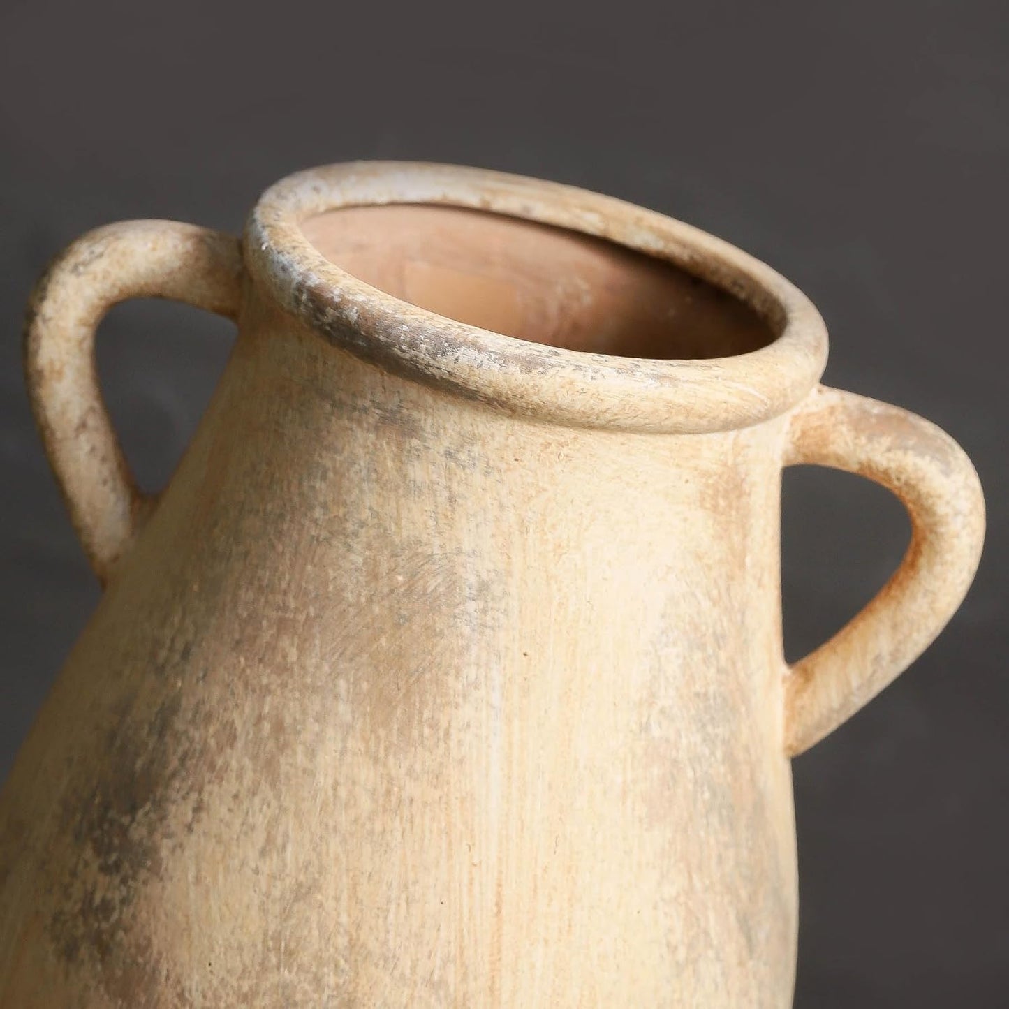 Large Ceramic Vase,11.3 inch Tall Farmhouse Flower Vase with 2 Handles,Terracotta Decorative Flower Vase for Home Decor, Living Room Entryway Table Centerpiece Decor