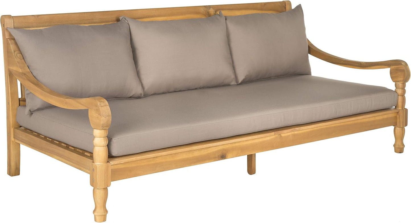Safavieh Outdoor Collection Pasadena Brown /Taupe Acacia Wood Cushioned Daybed
