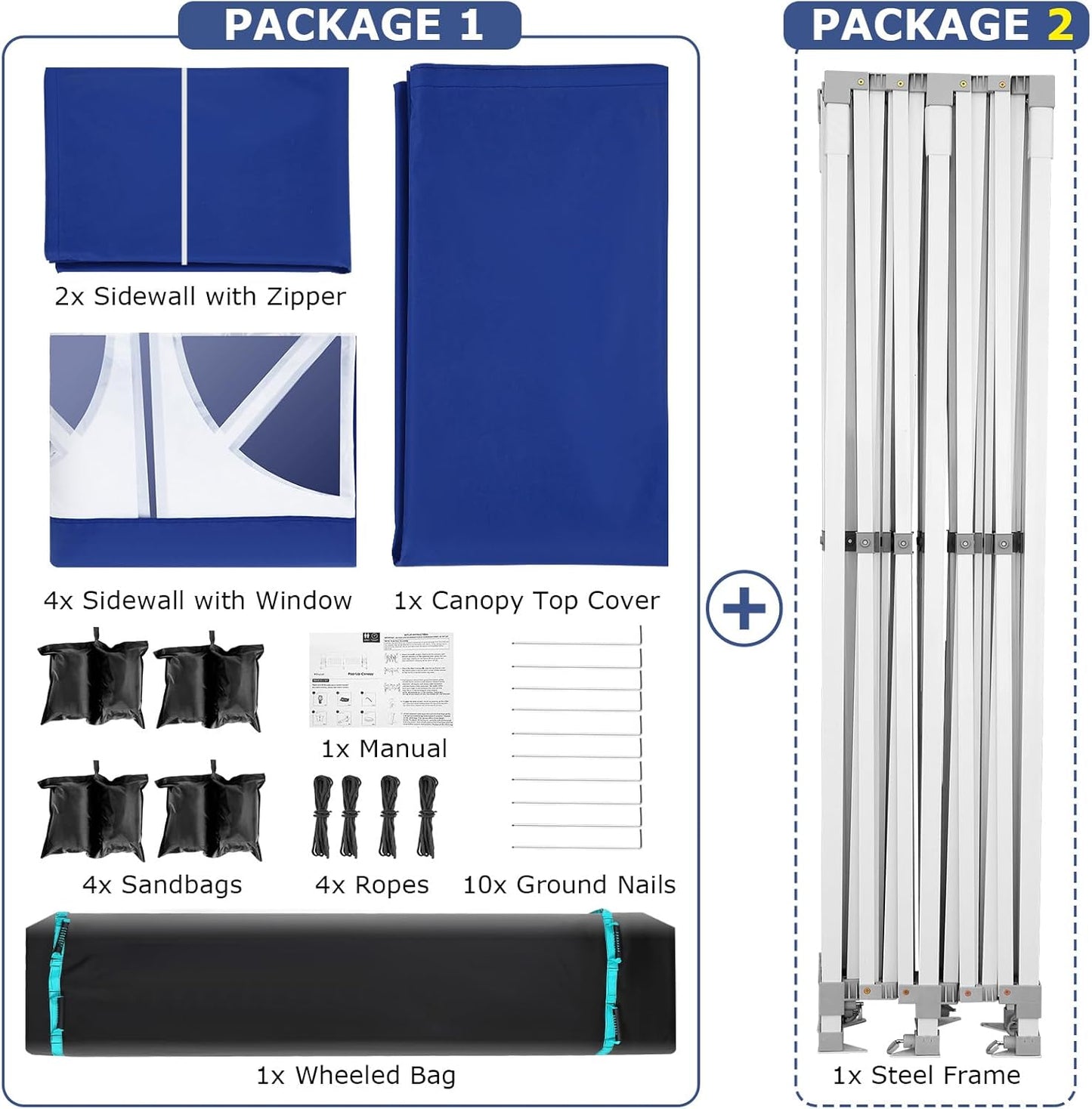 COBIZI 13x26 Pop up Heavy Duty Canopy Tent with 6 Sidewalls, Upgrade Comercial Large Space Stability, 550D Oxford Fabric Waterproof PU-Coated, Outdoor Tents for Party, Market, Wedding, Patio