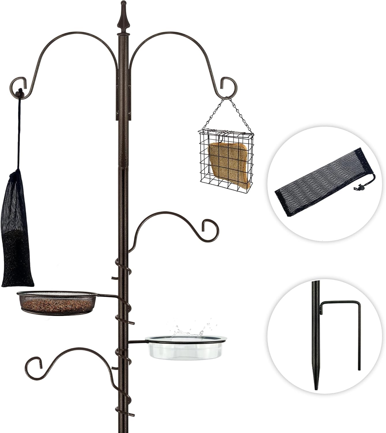 ERYTLLY Bird Feeding Station Kit Bird Feeder Poles,Premium Multi Feeder Hanging Kit with Suet Cage and Bird Bath Bird Food Finch Sock for Attracting Wild Birds and Plants,Baskets,Lanterns,Wind Chimes
