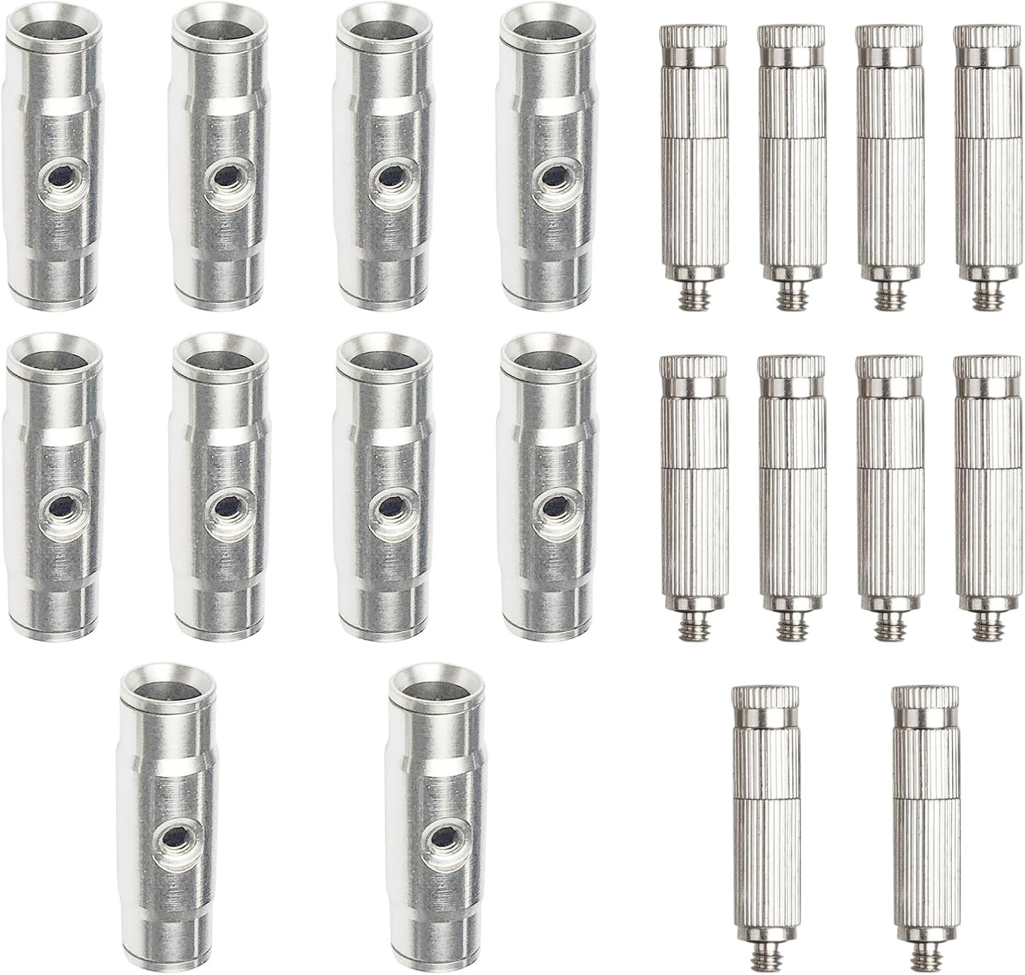 Brass Patio Misting Kit – 10 Brass Micro-Nozzles & 10 3/8″ Slip Connectors for Outdoor Cooling (UNC 10/24, 0.012″ Precision Orifice, 15-280 psi)