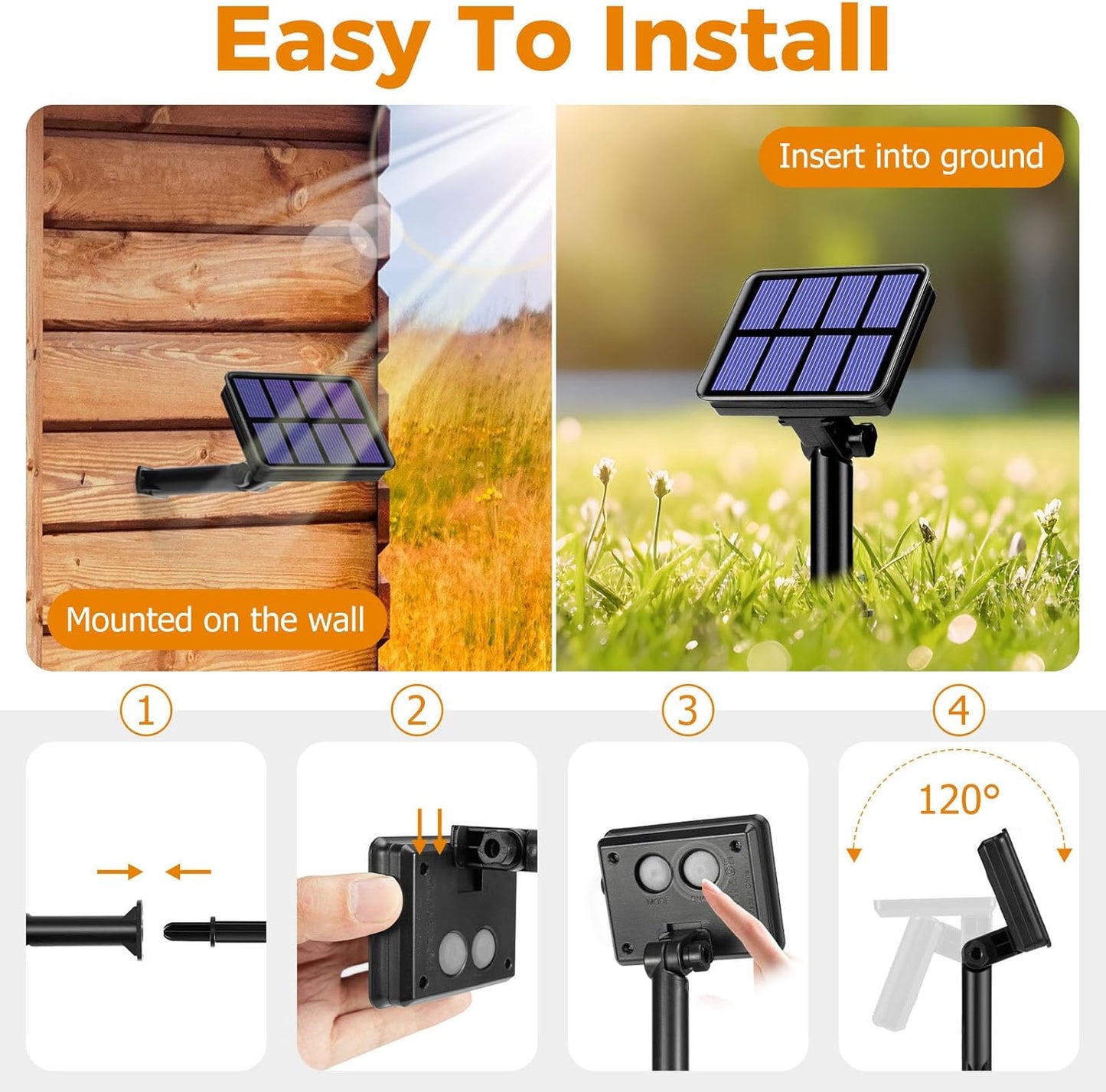 2 Pack Solar String Lights for Outside - 160LED 66FT Solar Fairy Lights Outdoor Waterproof 8 Modes, Copper Wire Solar Powered Twinkle Lights for Tree Garden Christmas Wedding Party Decor, Blue