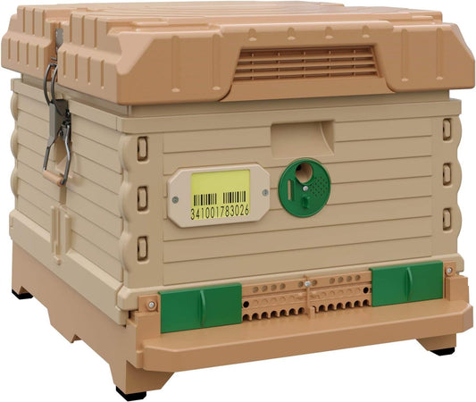 Ergo Insulated 10 Frame Bee Hive Set [NO Frames Included] (Single Hive, Tan Body Green Entrance)