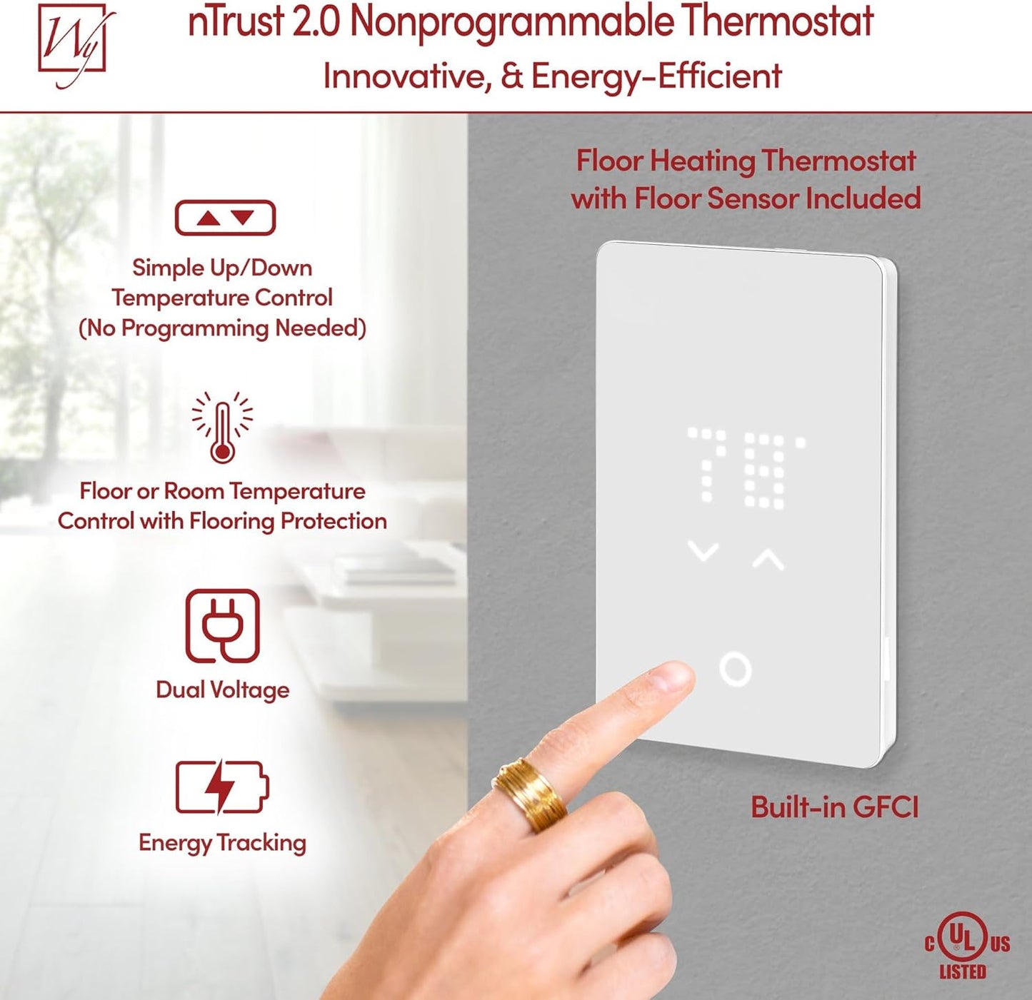 73 Sqft Heated Floor Mat Kit with Radiant Floor Heating System Thermostat UTN5, Two Sensors, Tester, 240V Electric Radiant Floor Heating Mat installs under Bathroom Tile, Vinyl - WarmlyYours TempZone