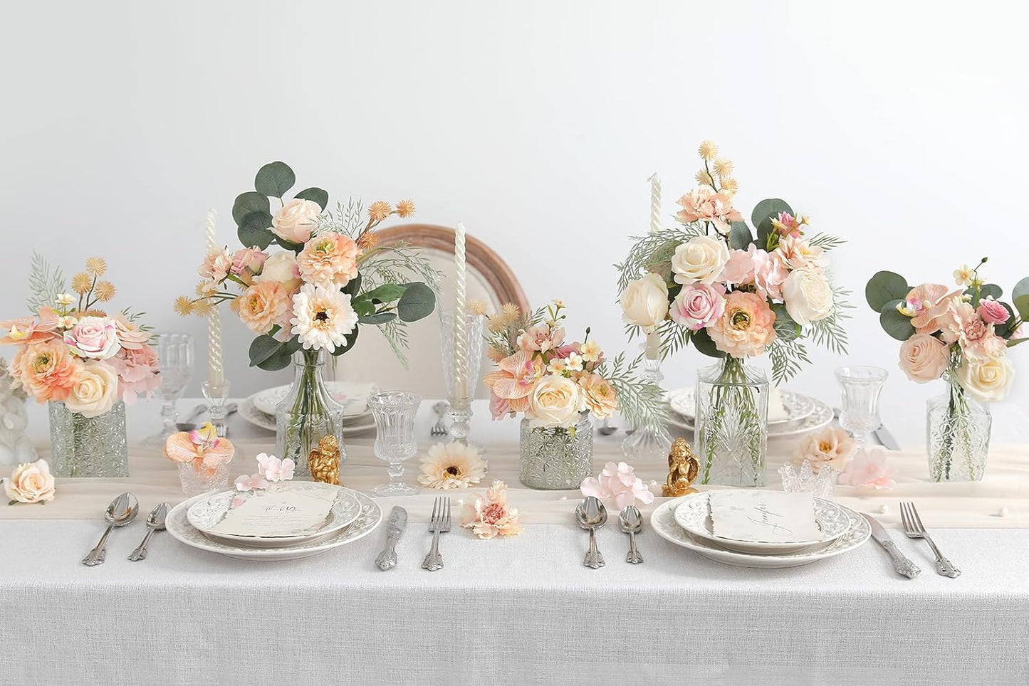 Artificial Flowers Combo for DIY Centerpieces Arrangements Wedding Bouquets Centerpieces Arrangements Party Baby Shower Home Decorations (Nude Champagne)