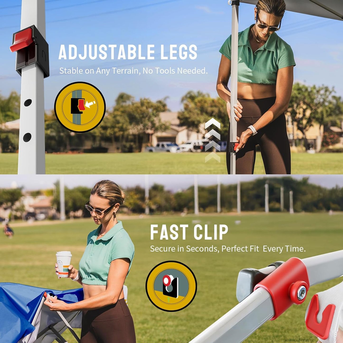 CROWN SHADES 8x8 Pop Up Canopy - Beach Tent with One Push Setup - Easy Outdoor Sun Shade for Events, Parties, Camping - Gazebo with STO-N-Go Cover Bag, Silver Coated Top, Blue