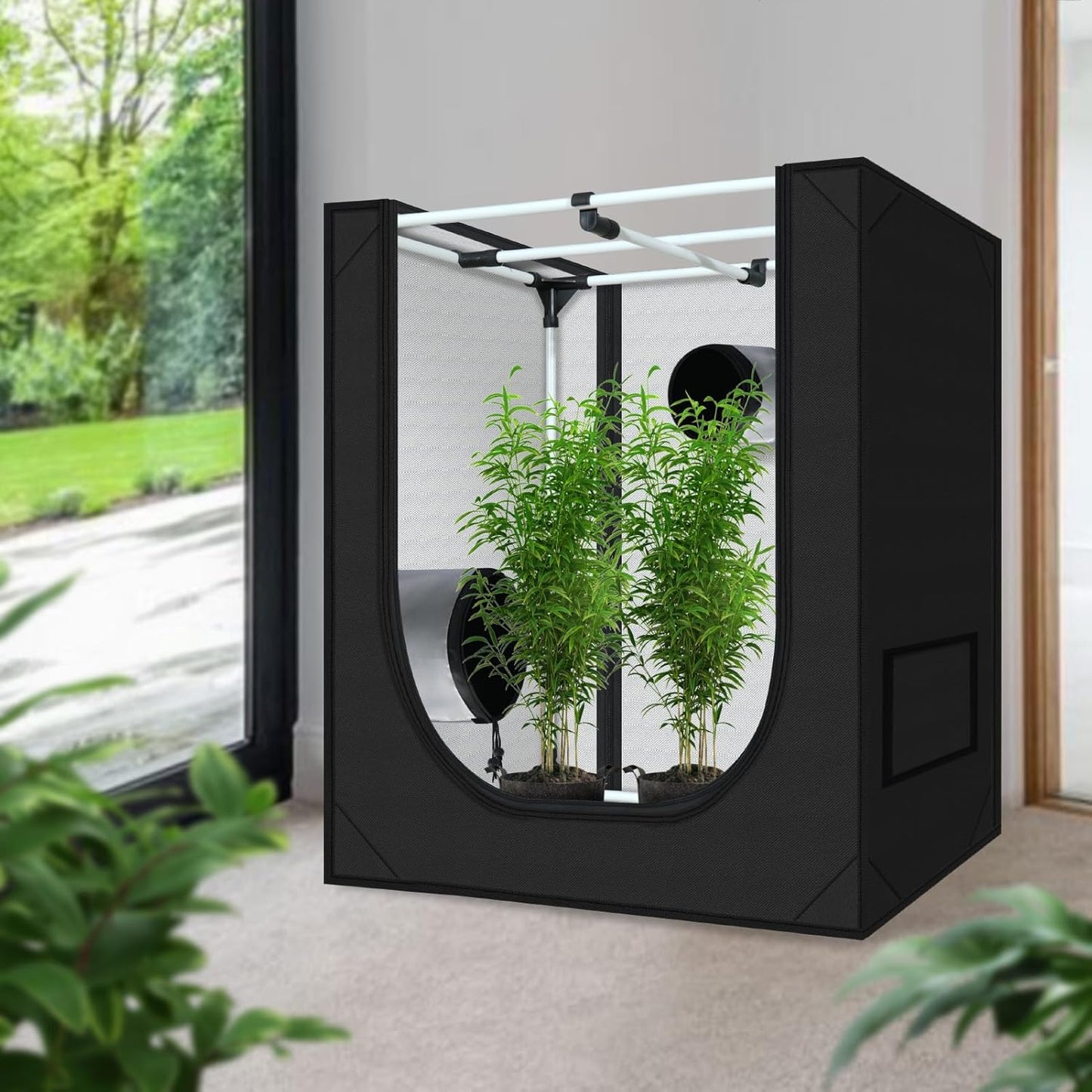 zazzy Grow Tent 18"x30"x36" Hydroponic Heavy Duty Dark Room Reflective Mylar Grow Tents with Window & Floor Tray for Indoor Plant Growing