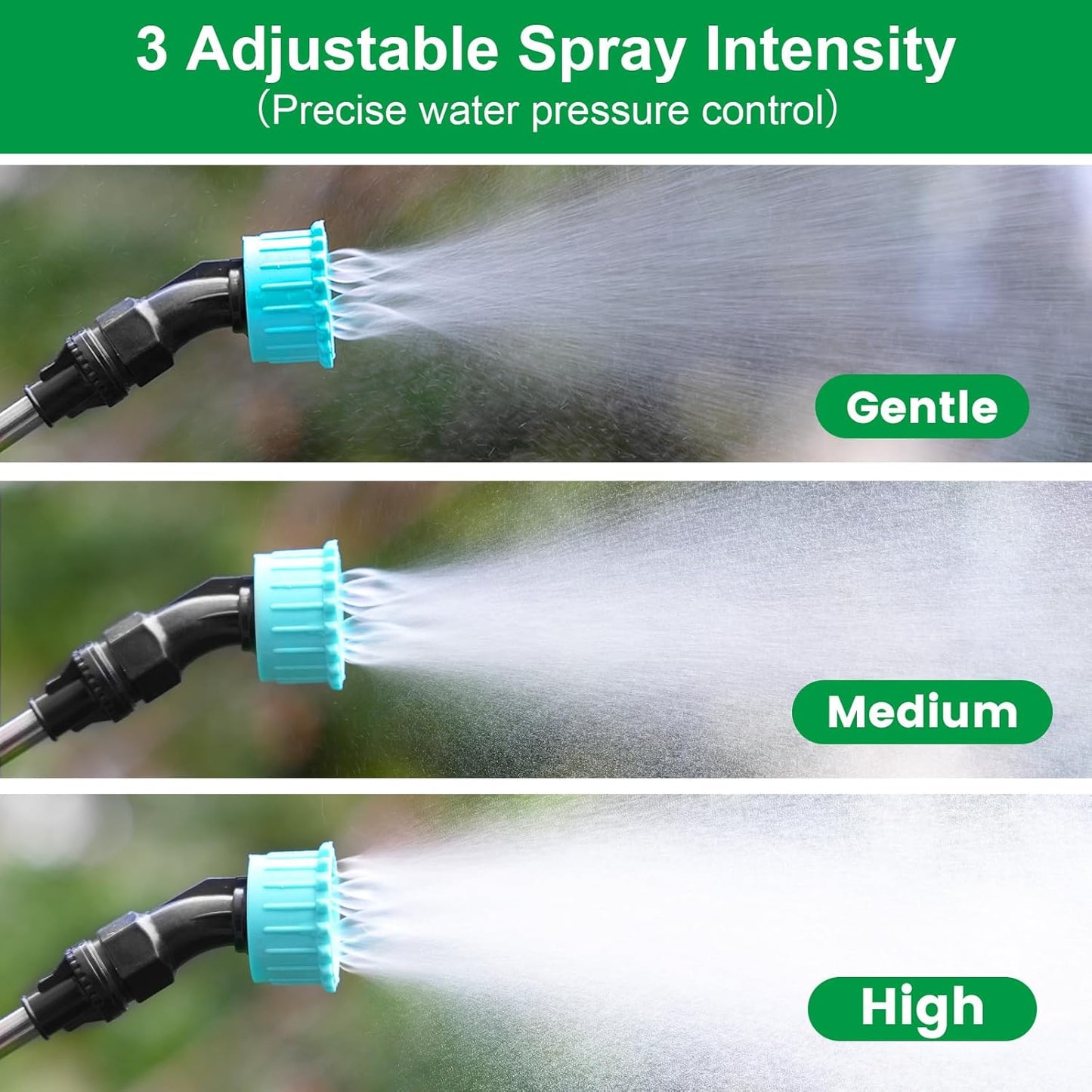 23.6" Battery Powered Sprayer Wand, 2025 Upgraded Electric Sprayer Telescopic Wand with 3 Spray Forces, Battery Indicator, 16.4FT Hose, 3 Mist Nozzles for Lawn and Garden