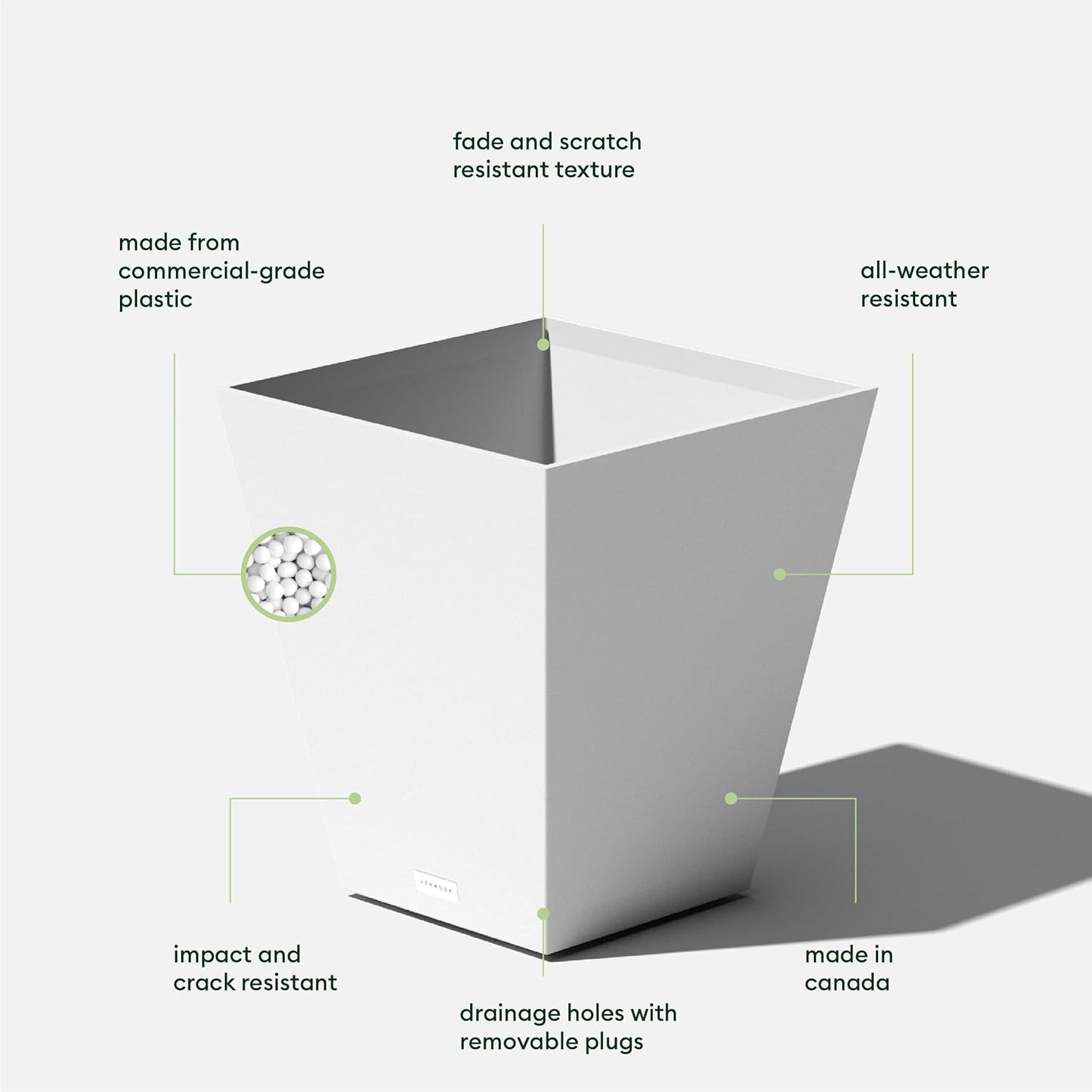 Veradek Pure Series Nobleton Plastic Planter - Large Pots for Indoor or Outdoor Porch/Patio | Durable All-Weather Use with Drainage Holes | Modern Planter Décor for Flowers, Shrubs, Trees