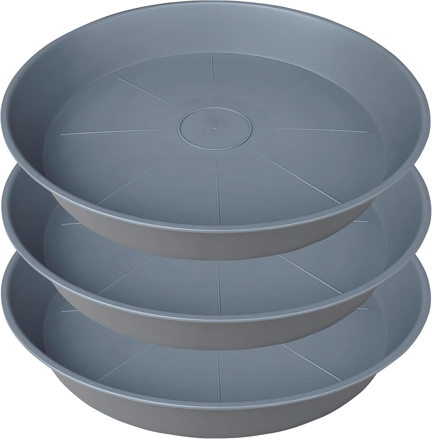 3 Pack of 25 26 inch Plant Saucer (22.7 Inch Base), 4.2" Depth, Large Deep Plastic Flower Planter Water Trays for Indoors Outdoor Bath Bath, Plant Drip Trays for Pot (26", Gray)