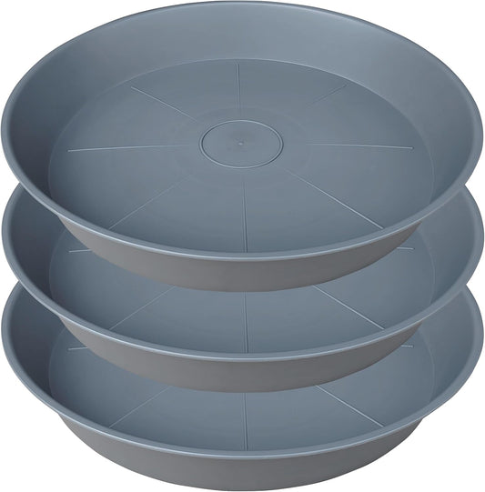 3 Pack of 25 26 inch Plant Saucer (22.7 Inch Base), 4.2" Depth, Large Deep Plastic Flower Planter Water Trays for Indoors Outdoor Bath Bath, Plant Drip Trays for Pot (26", Gray)