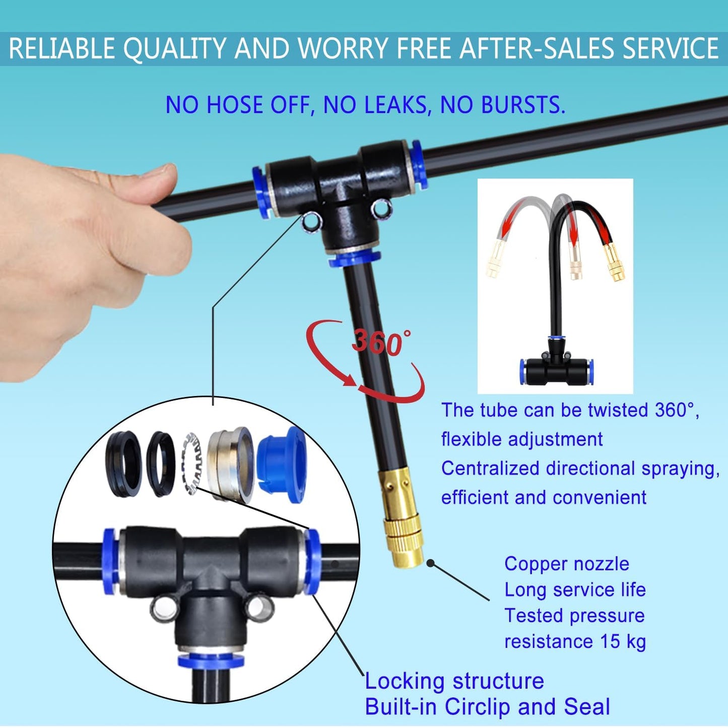 98Ft Greenhouse Drip Irrigation Kit Automatic Irrigation System 360°Adjustable 30 Brass Spray Nozzles 12mm Irrigation Tubing Hose Patio Misting Plant Watering with Blank Distribution Tubing Hose