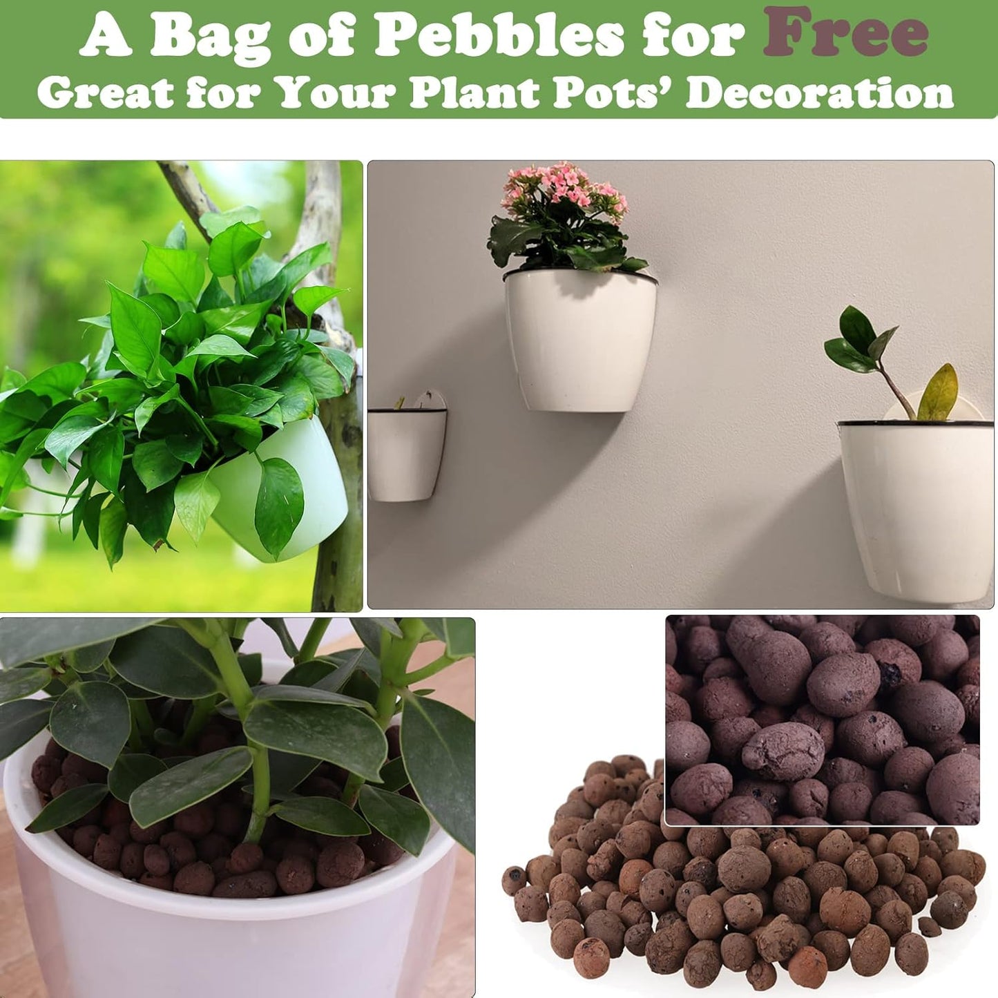 5 Packs 7.3”Wall Hanging Self Watering Planters Large Wall Mounted Plastic Plant Pots Wick Flower Pots for Indoor and Outdoor Wall Mounted Planters African Violet Pot Orchid Pots